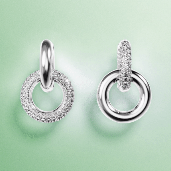 Swarovski 5671807 Swarovski DEXTERA White Tone Rhodium Plated Interlocking Earrings Earrings