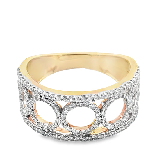 Anillo de diamantes con círculos de oro amarillo de 14 kt