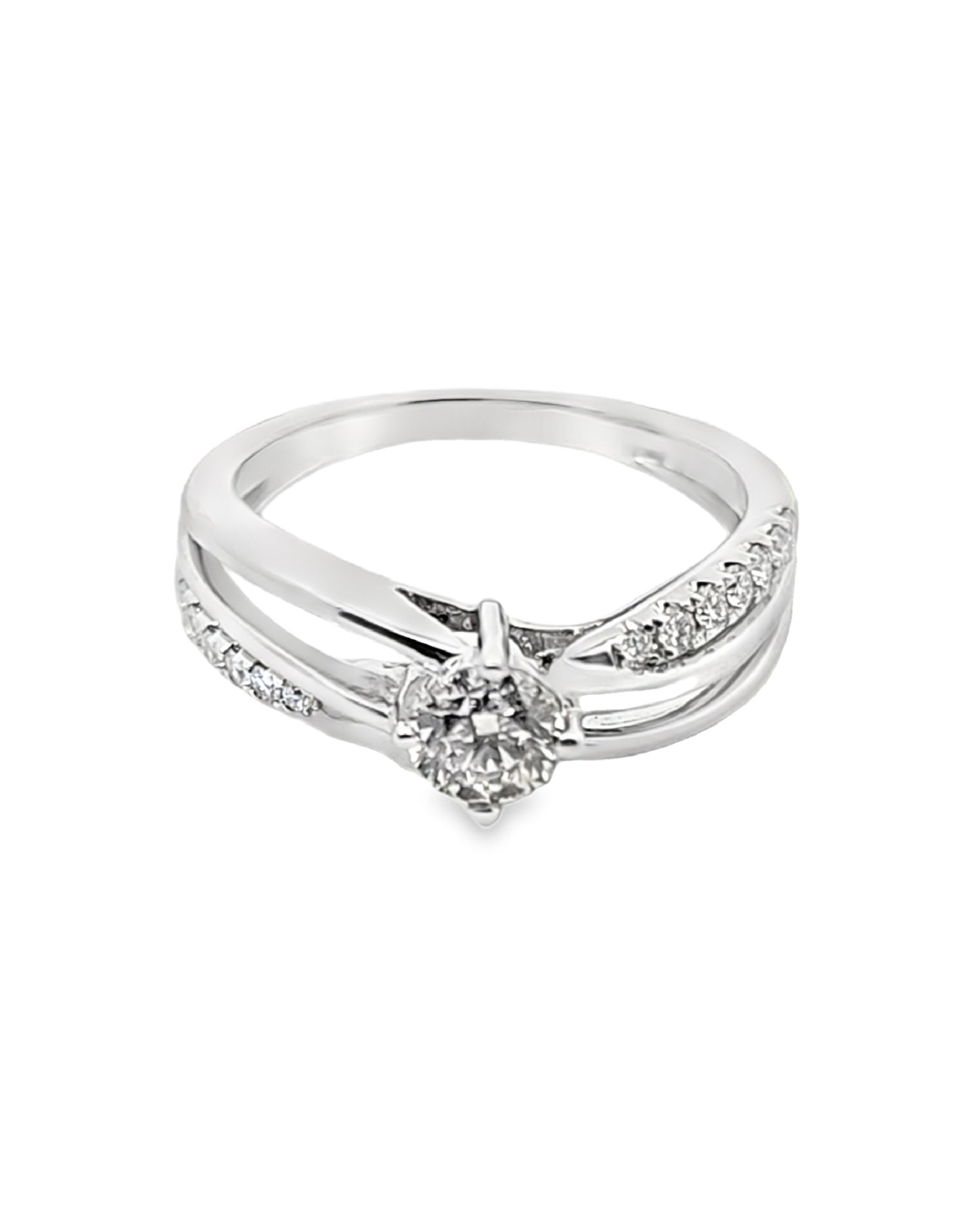 Anillo de compromiso de diamantes brillantes y princesa de 10 kt
