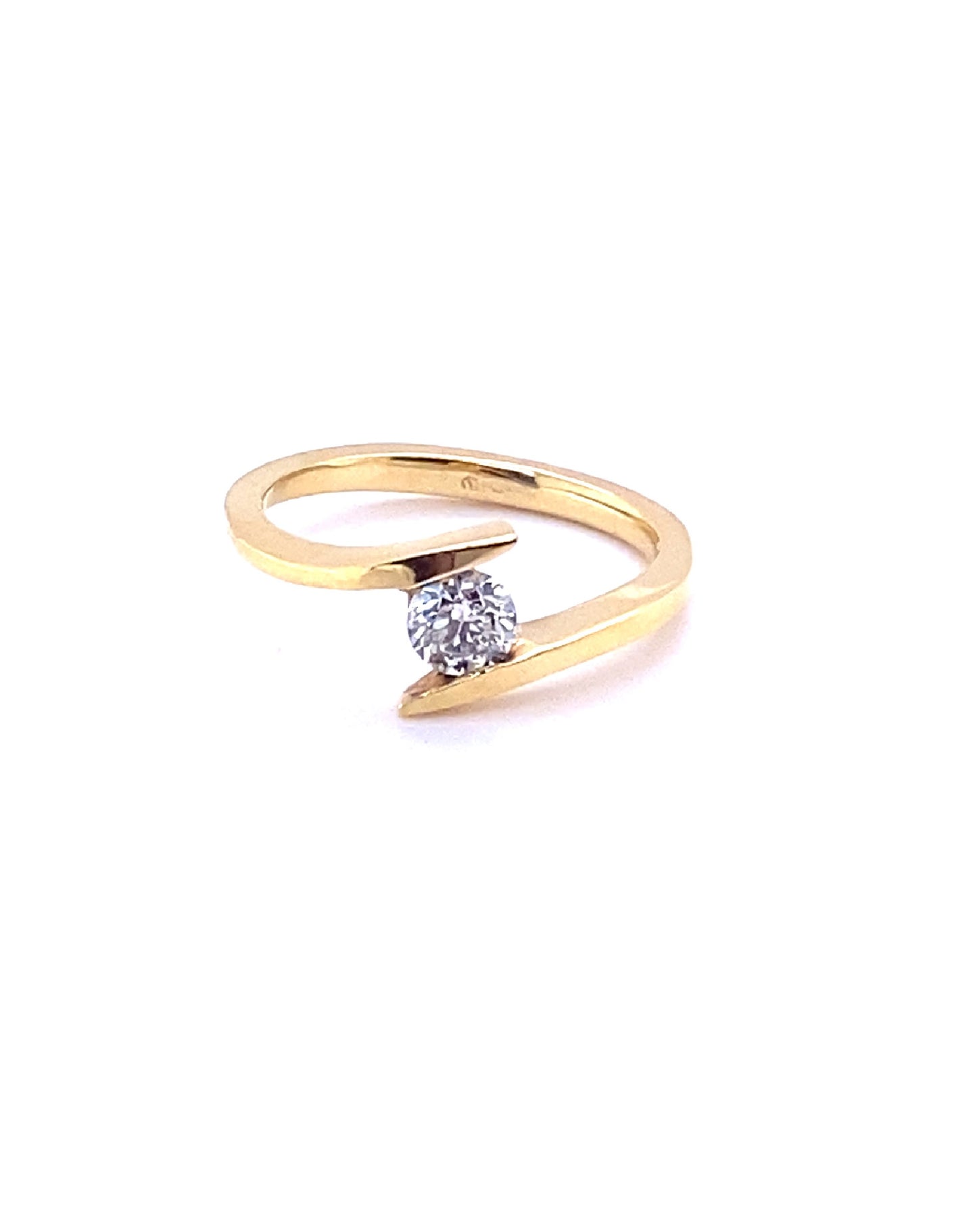 Diamonds Yellow Gold Criss Cross Diamond Engagement Ring, 0.45 CT Rings