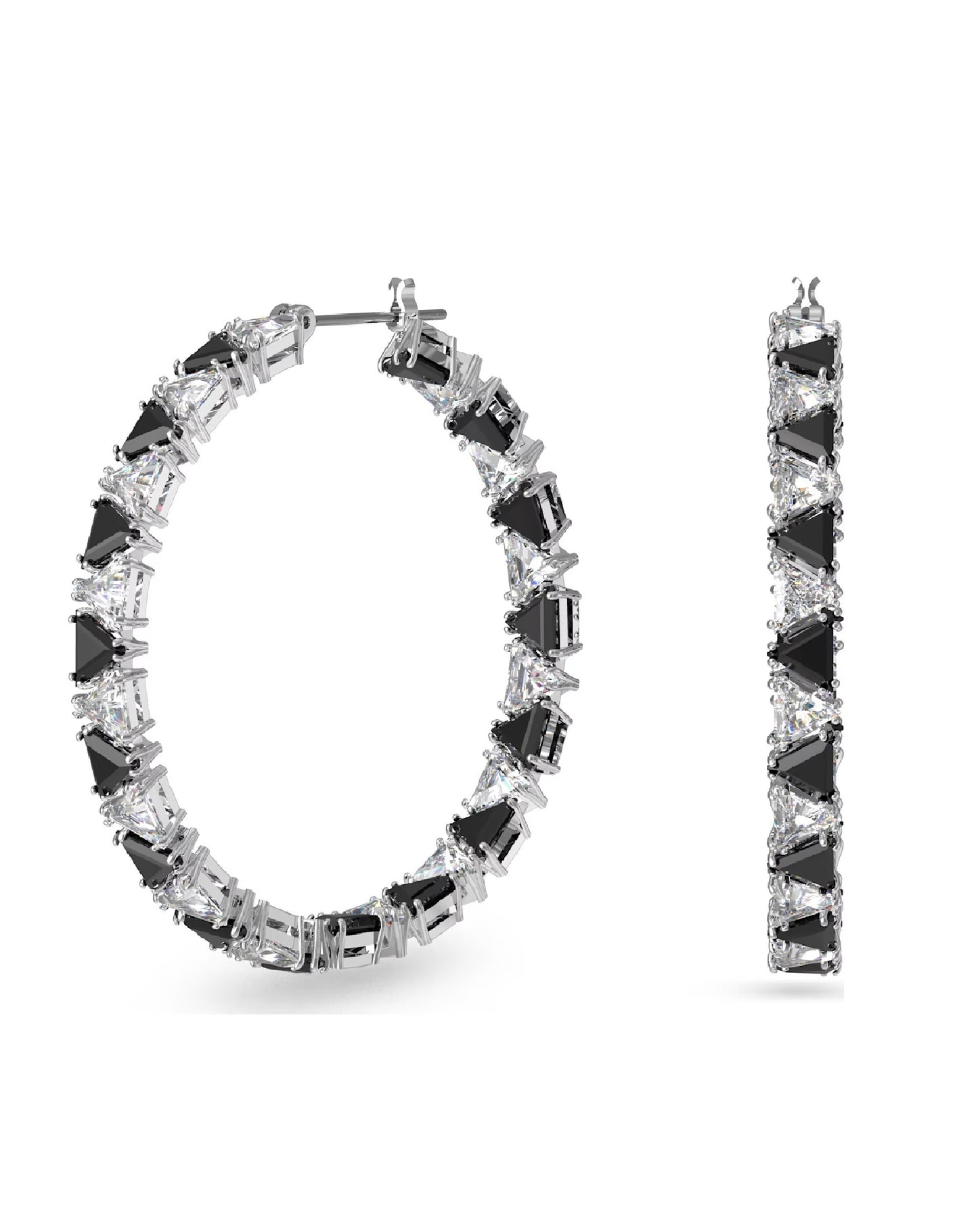 Swarovski Swarovski Millenia Black/White Tone TRIANGLE Cut Hoop Earring Earrings