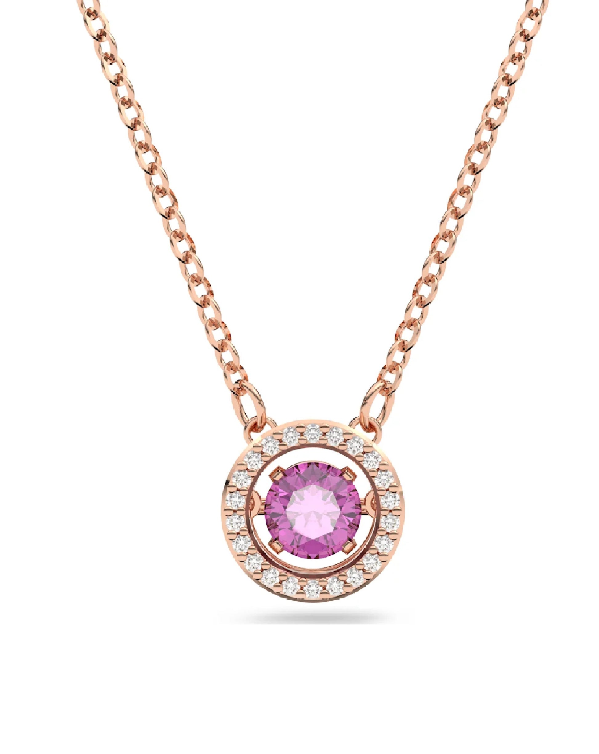 Swarovski Swarovski Sparkling DANCE Rose Gold Tone Purple Pendant Necklaces