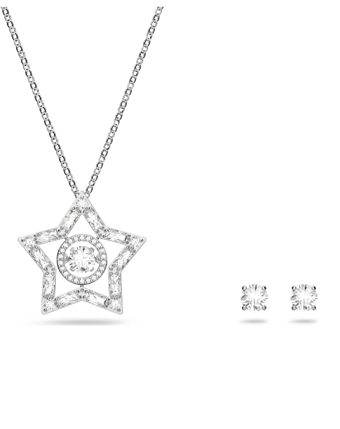 Swarovski 5622729 Swarovski STELLA STAR Pendant & Earring White Tone Necklaces