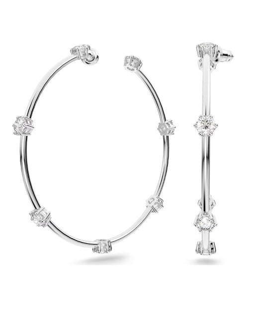 Swarovski 5638698 Swarovski Shiny White Tone Constella Hoop Earring Size M Earrings