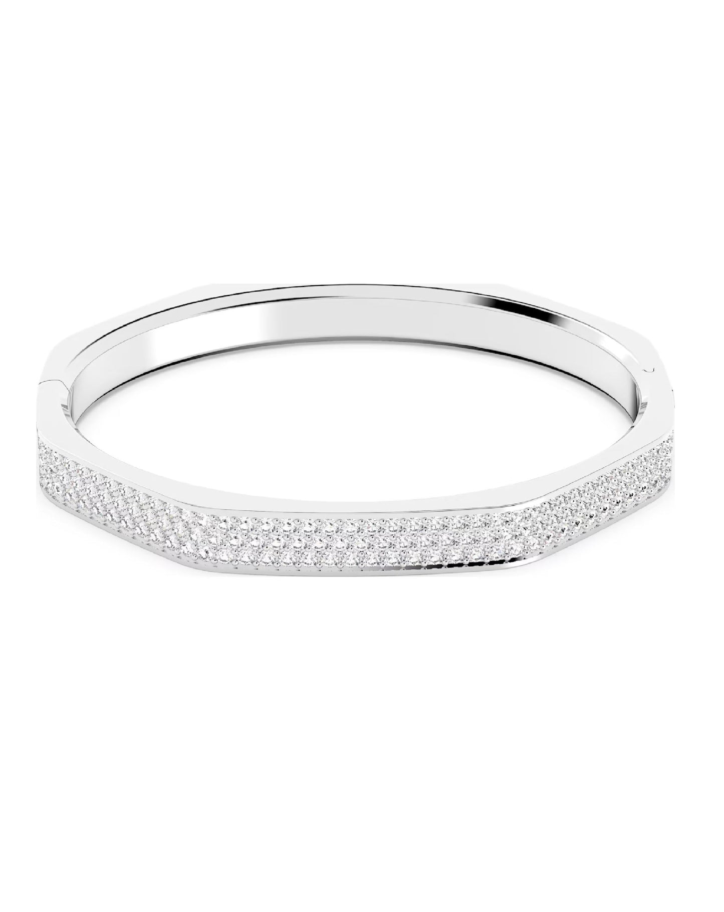 Swarovski 5639201 Swarovski DEXTERA Octagonal Shape Bangle, WHITE Rhodium Plated Jewelry
