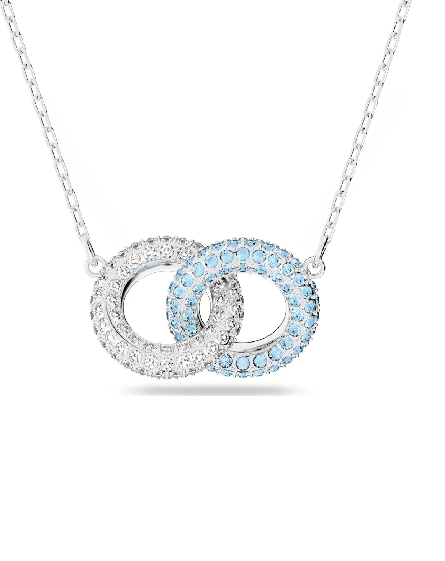 Swarovski 5642883 Swarovski STONE Necklace, Blue/White Tone Rhodium Plated Necklaces