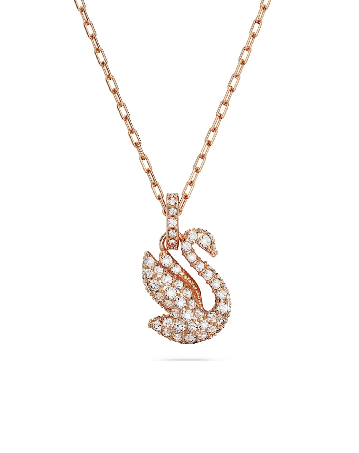 Swarovski 5647555 Swarovski Iconic STONE Swan Necklace, Rose Gold Plated Necklaces