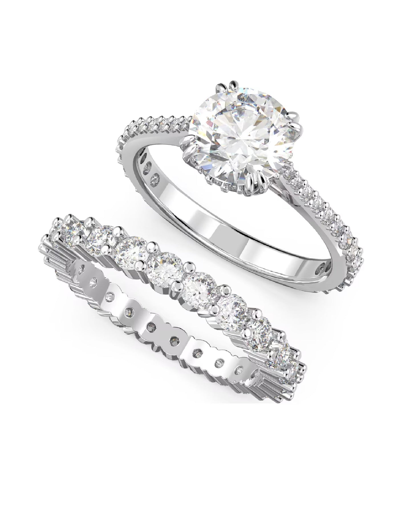 Swarovski 5649214 Swarovski WHITE Tone Constella Rings (2) Round, Size 60 Rings