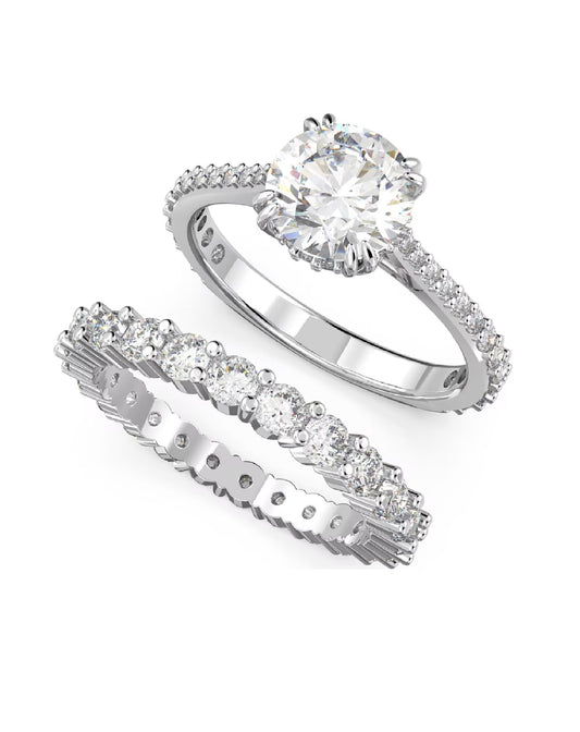 Swarovski 5649214 Swarovski WHITE Tone Constella Rings (2) Round, Size 60 Rings