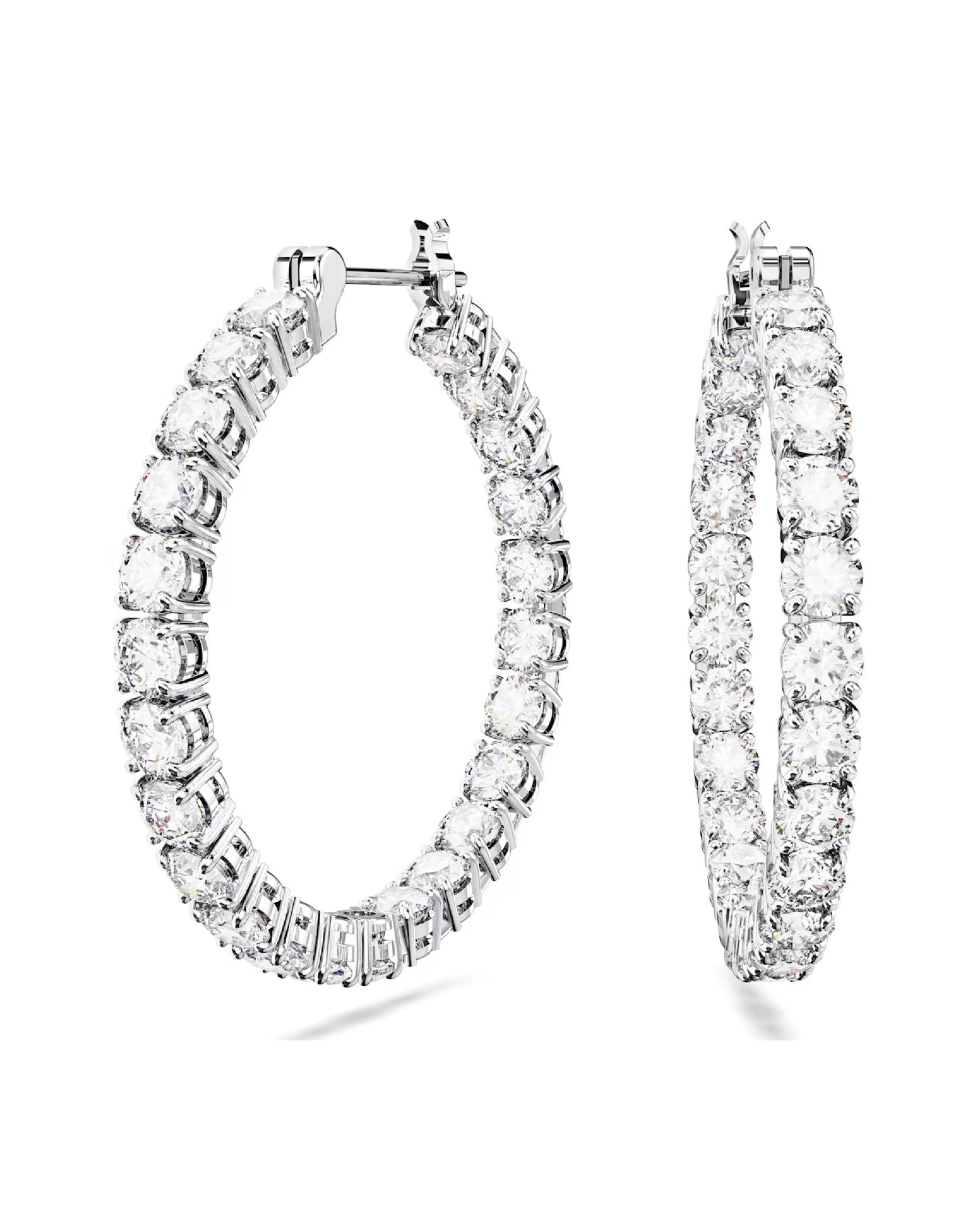 Swarovski 5647715 Swarovski MATRIX Hoop Earrings, White Rhodium Plated Earrings