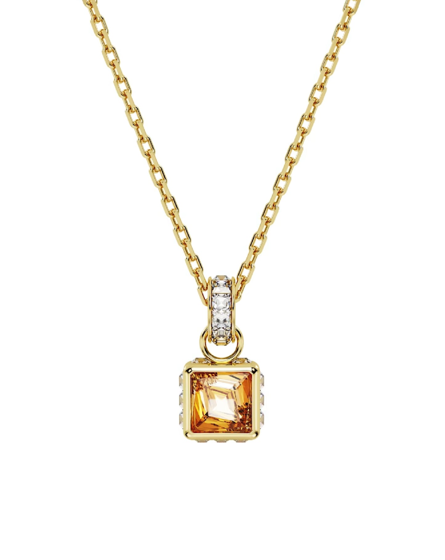Swarovski 5648749 Swarovski STILLA Yellow Gold Tone Necklace, SQUARE CUT Necklaces