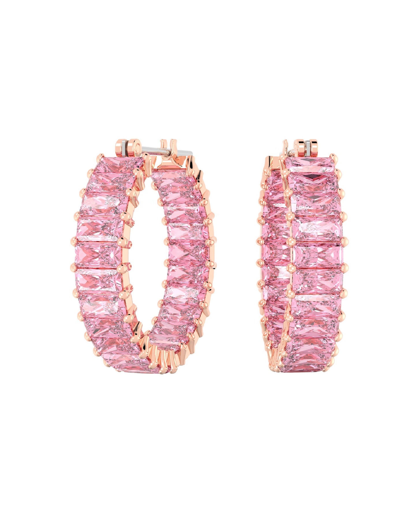 Swarovski 5657726 Swarovski Matrix HOOP Earring, Rose Tone Rhodium Plated Earrings