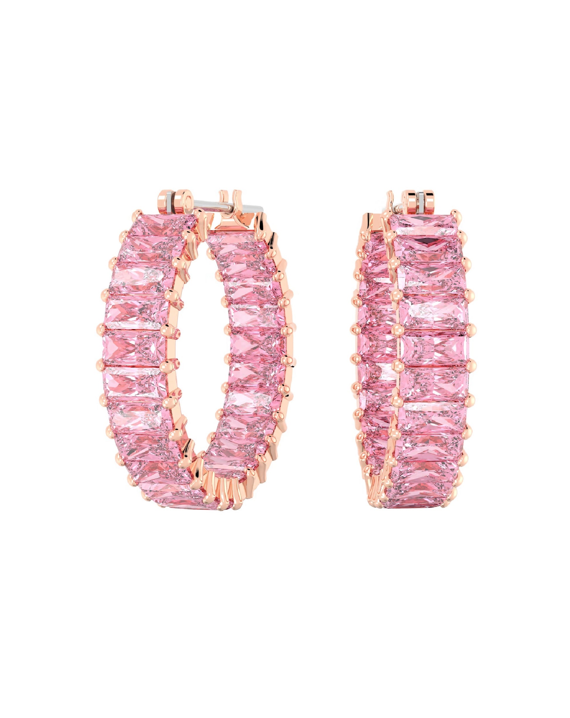 Swarovski 5657726 Swarovski Matrix HOOP Earring, Rose Tone Rhodium Plated Earrings