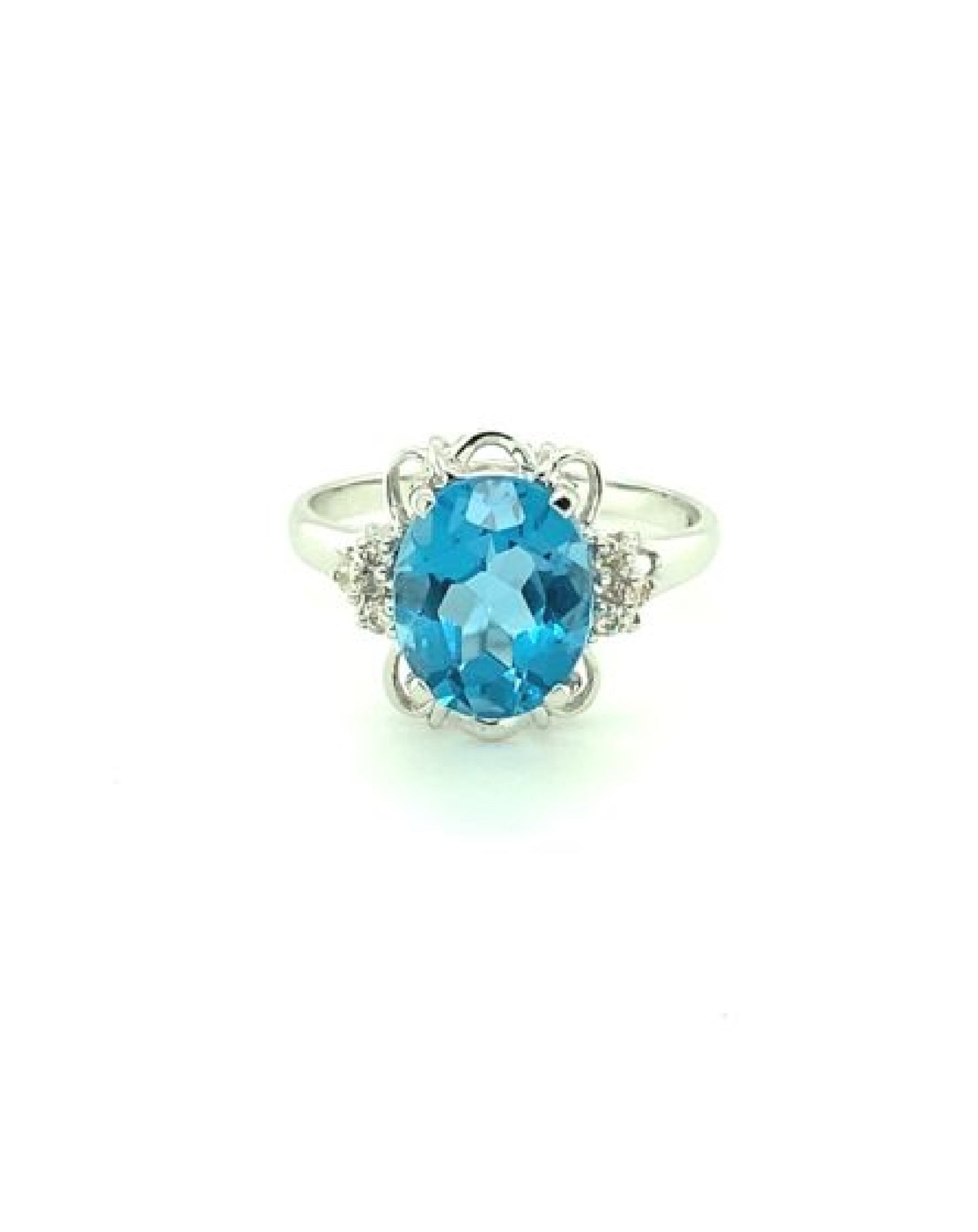 Diamonds 18 Kt White Gold Aquamarine Diamond Ring Rings