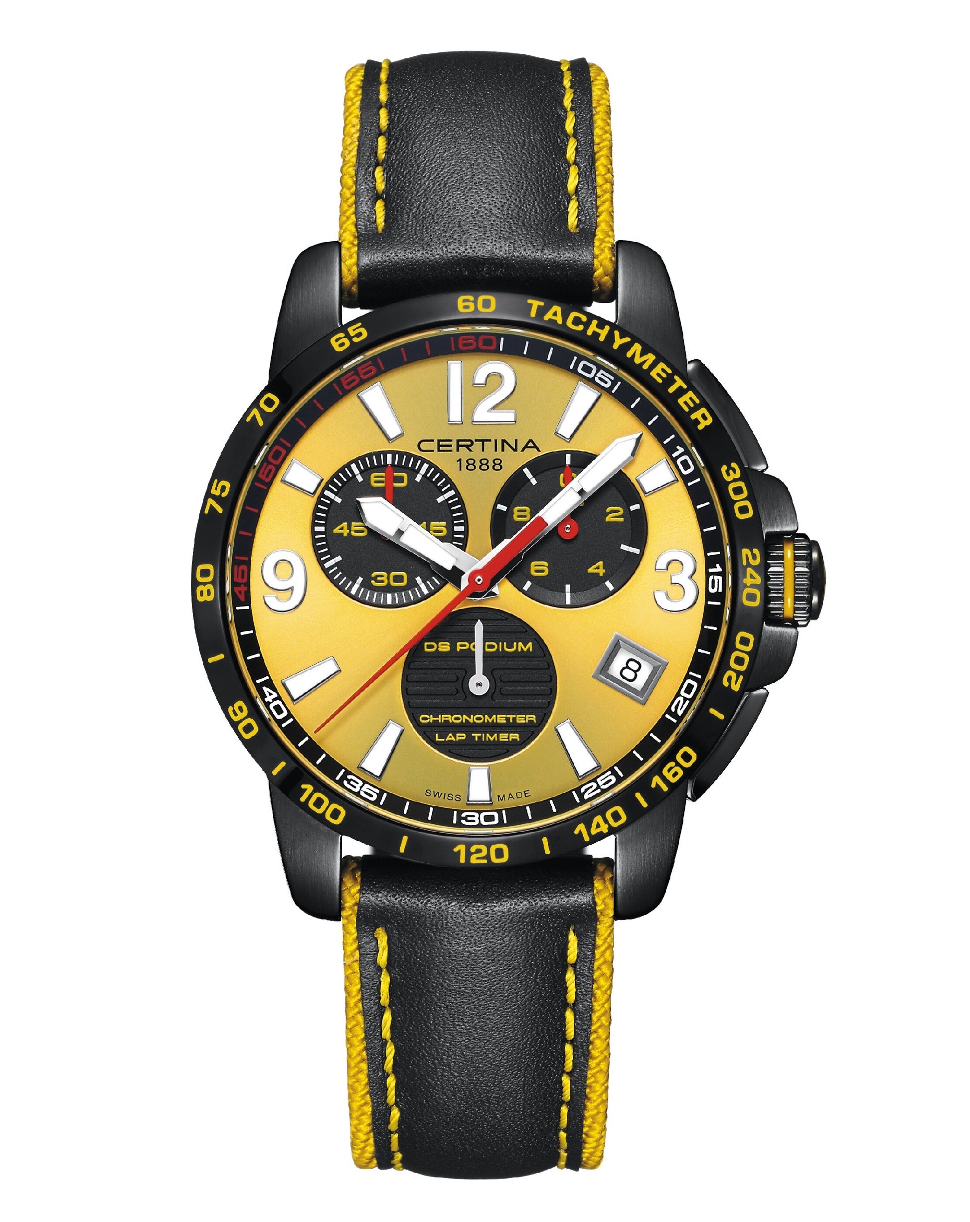 Certina C034.453.36.367.00 Certina DS PODIUM Lap Timer YELLOW Dial Watch