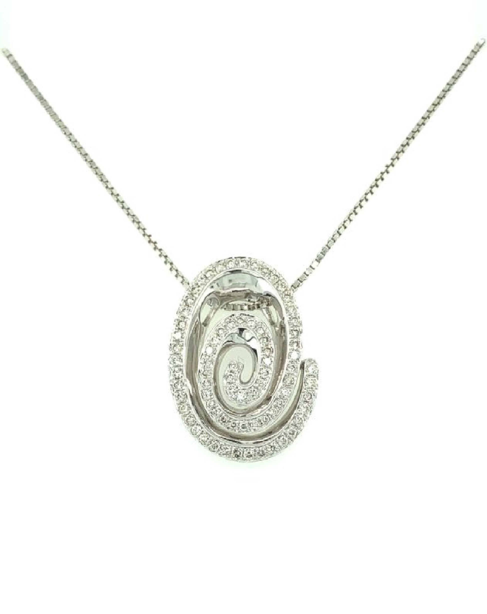 Diamonds 18 Kt White Gold Oval Diamond Pendant Necklaces