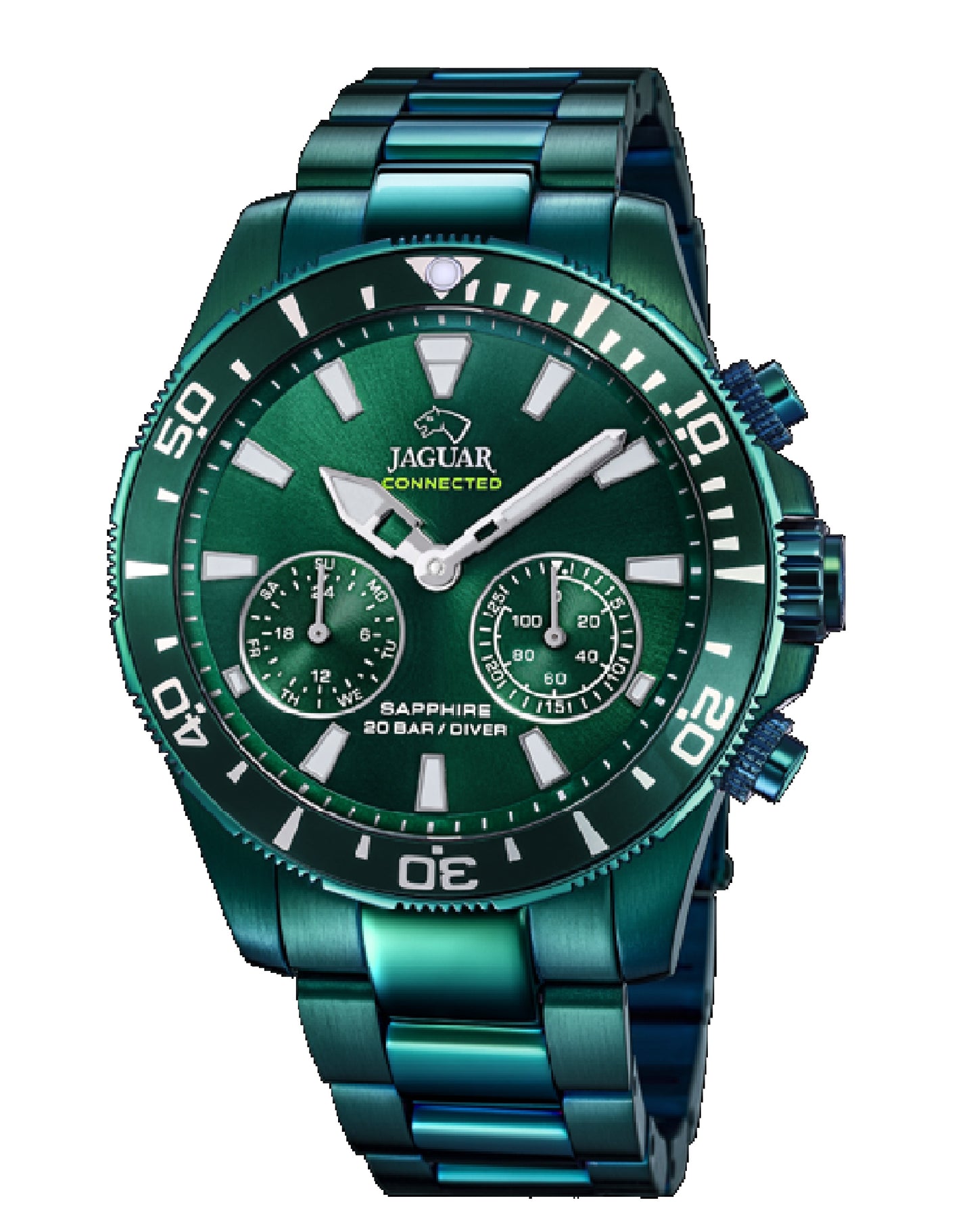 Jaguar J990/1 Jaguar Green Stainless Steel/Green Dial Hybrid Stay Connected SMARTWATCH Watch