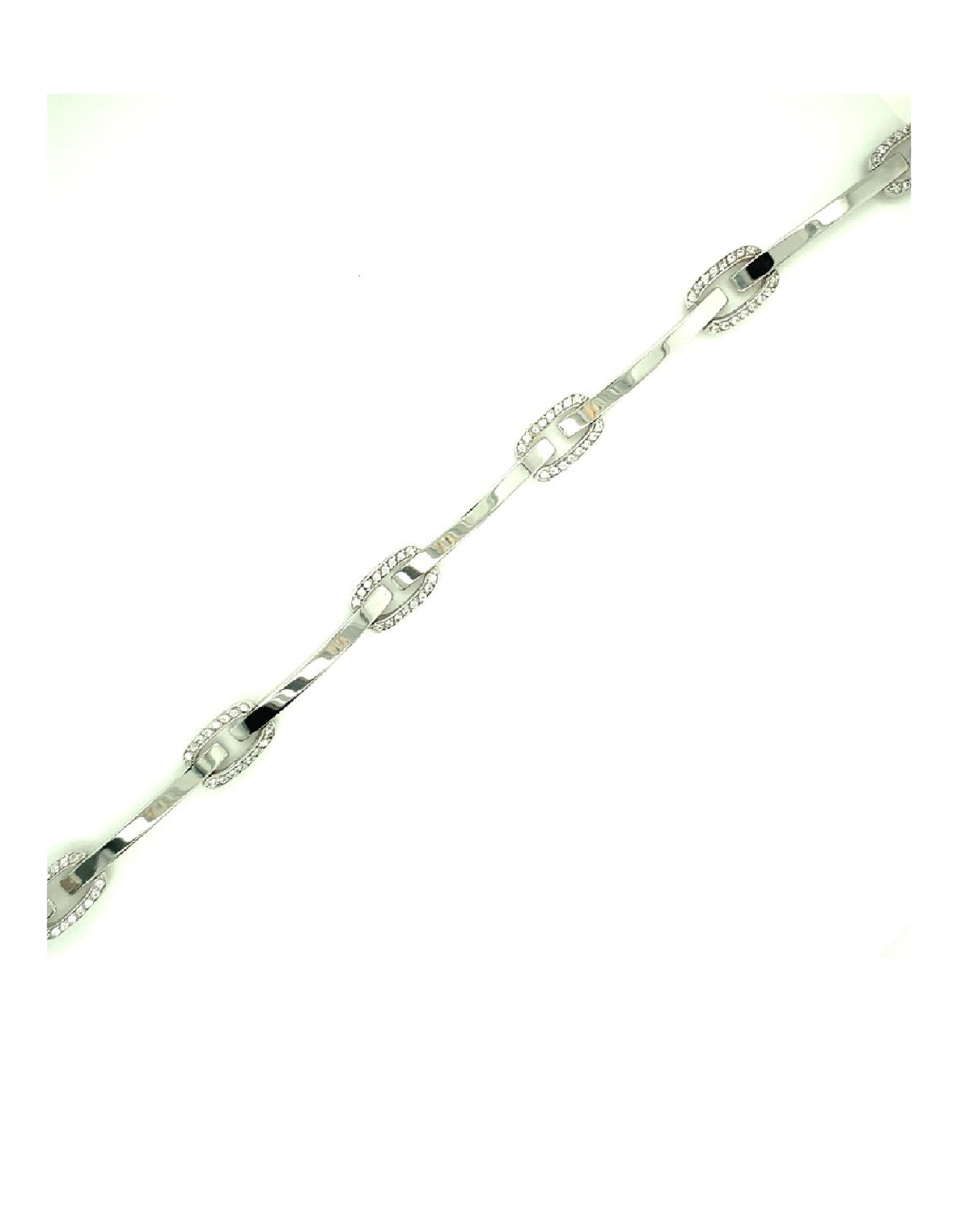 Gold 18Kt White Gold White Sapphire Bracelet Jewelry