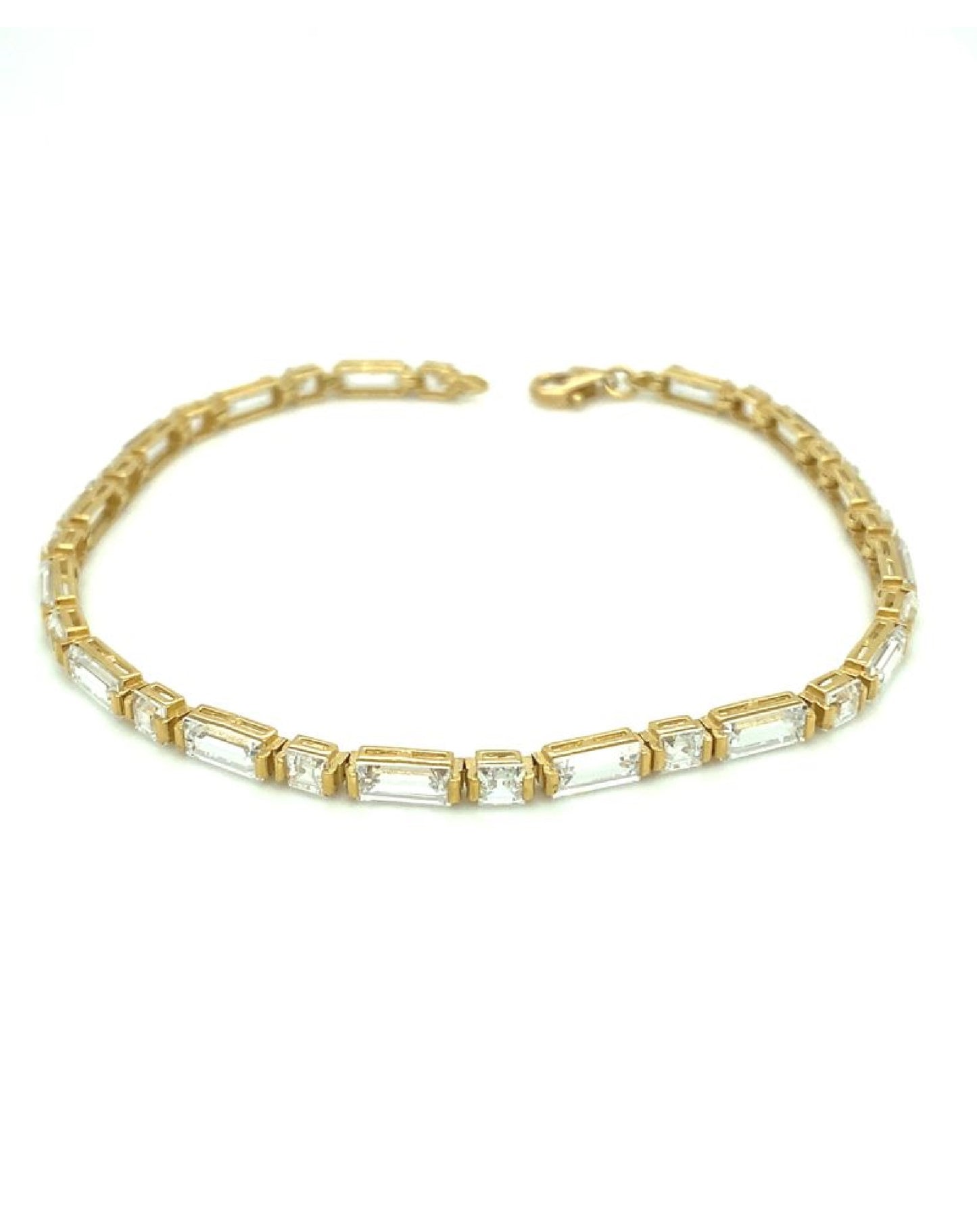Gold 18 kt Yellow Gold White Sapphire Bracelet Jewelry