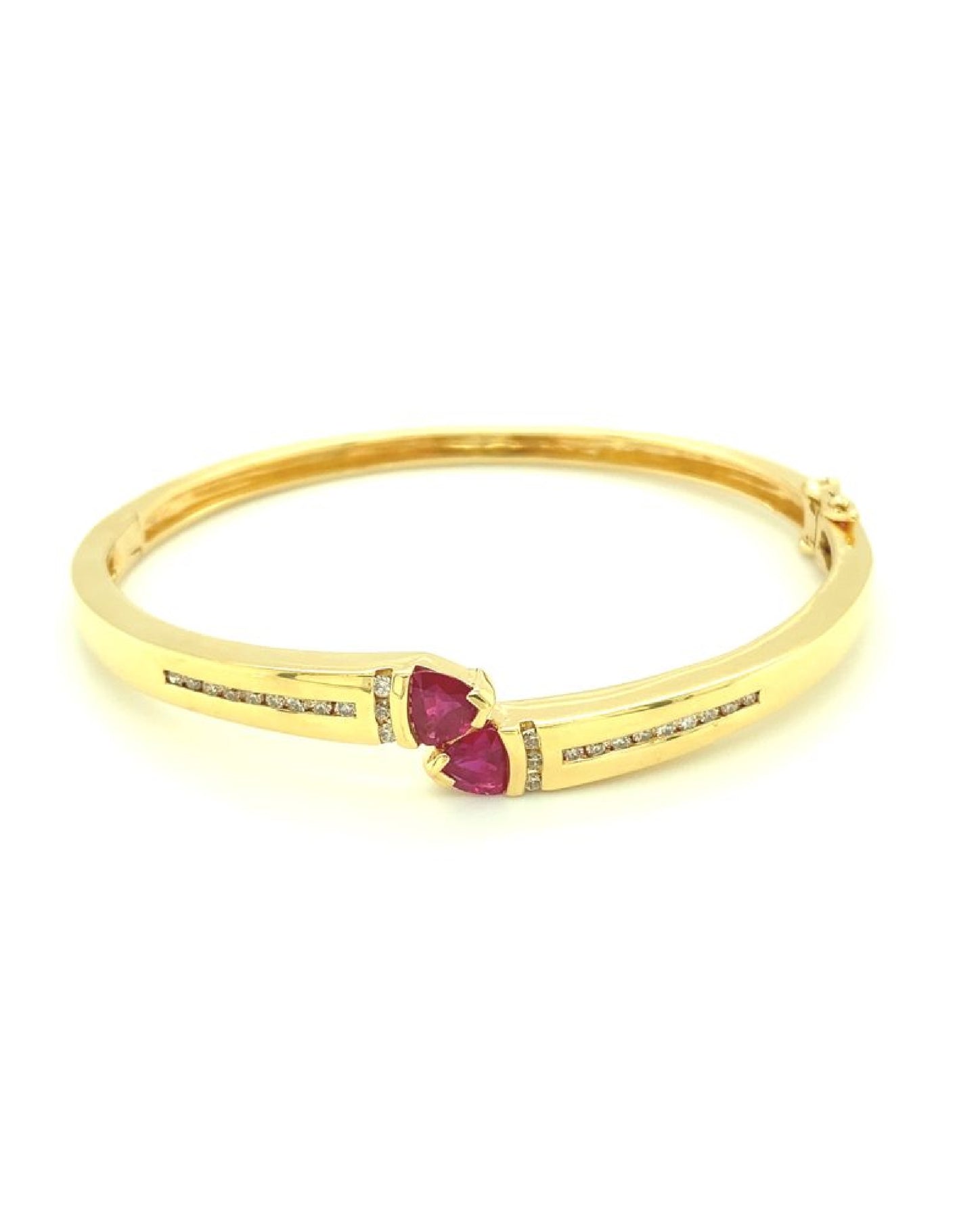 Diamonds Yellow gold Ruby Diamond Bangle, 1.00 CT+0.34 CT Jewelry
