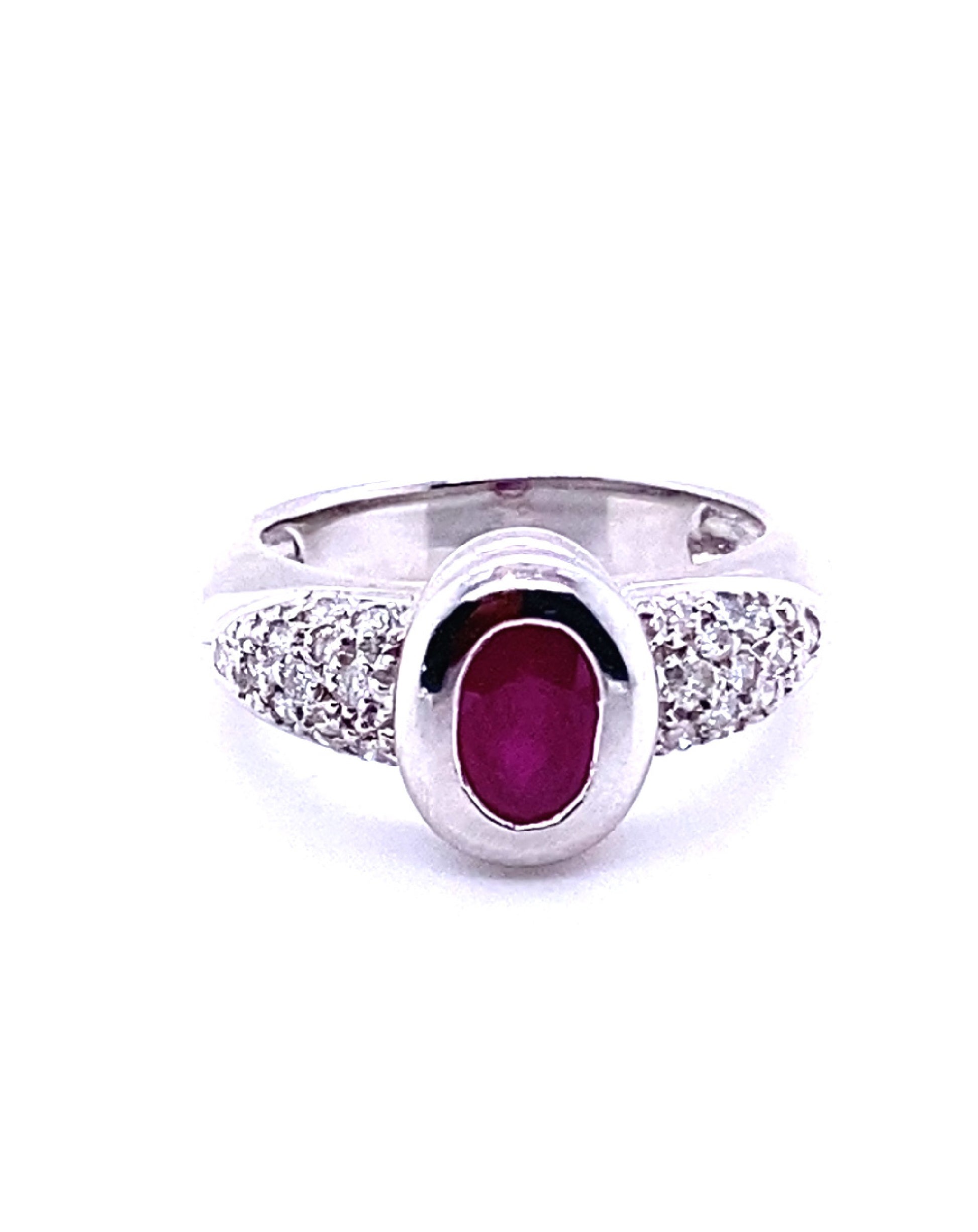 Diamonds White Gold Ruby Diamond Ring, 0.80 CT, 0.30 CT Rings
