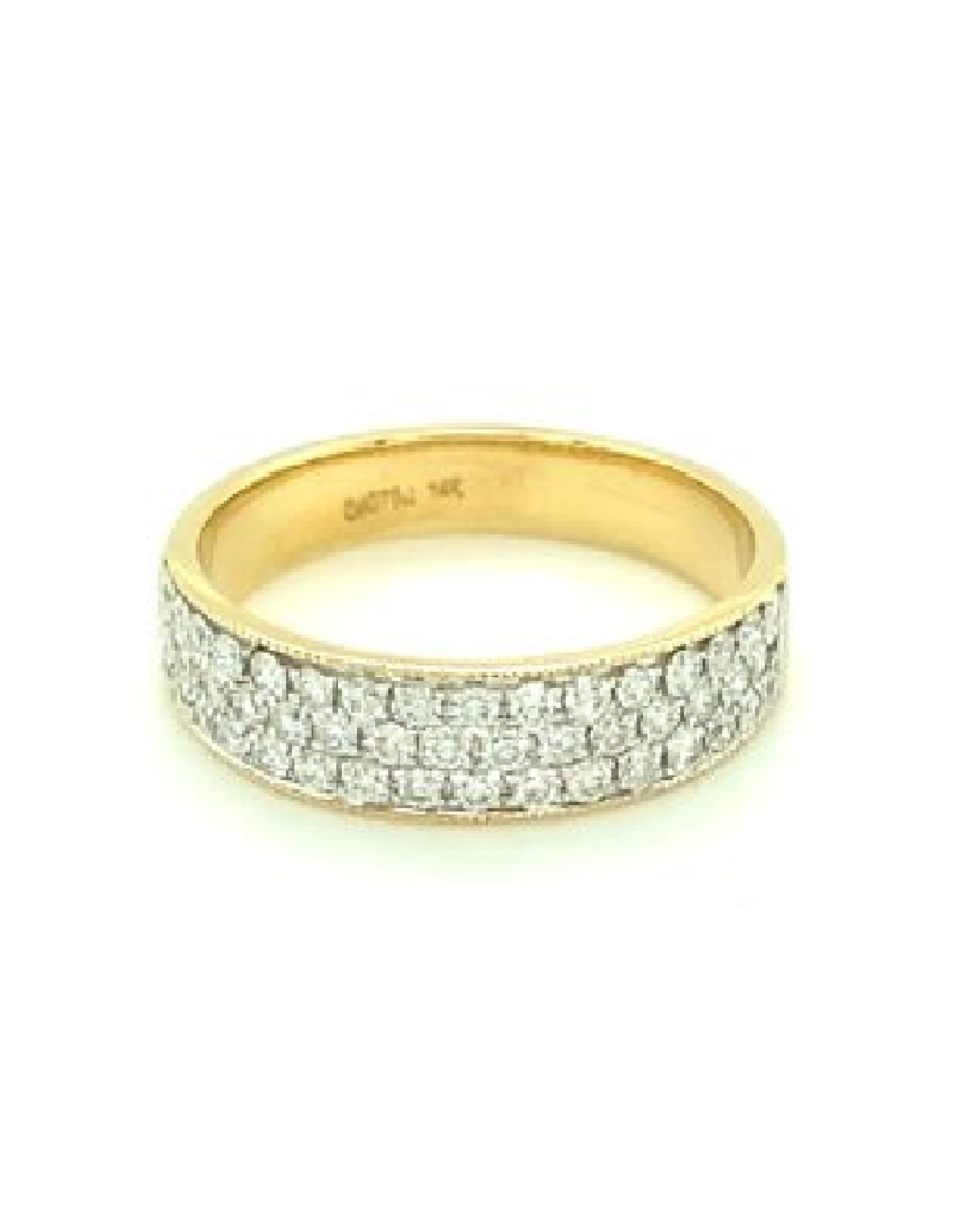 Diamonds 14 Kt Yellow Gold Triple Track Diamond Ring Rings