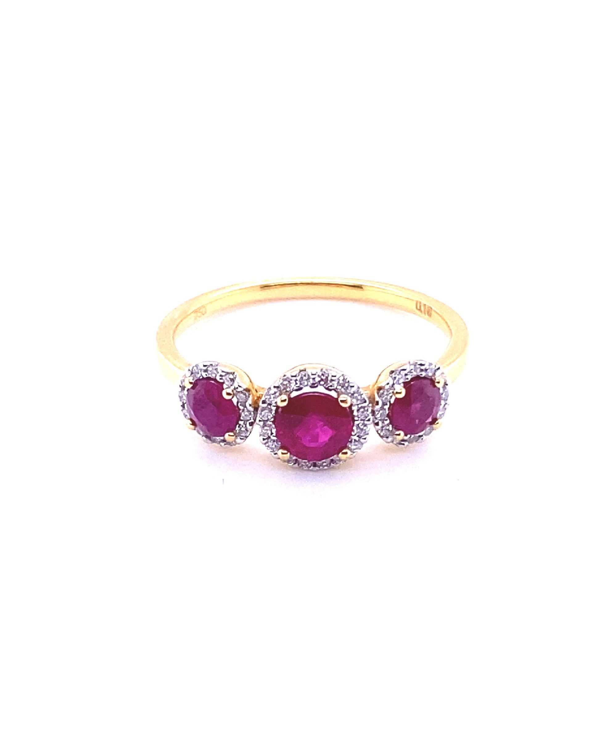 Diamonds Round Cut Ruby Diamond Ring, 0.30 Ct Ruby, 0.16 Rings