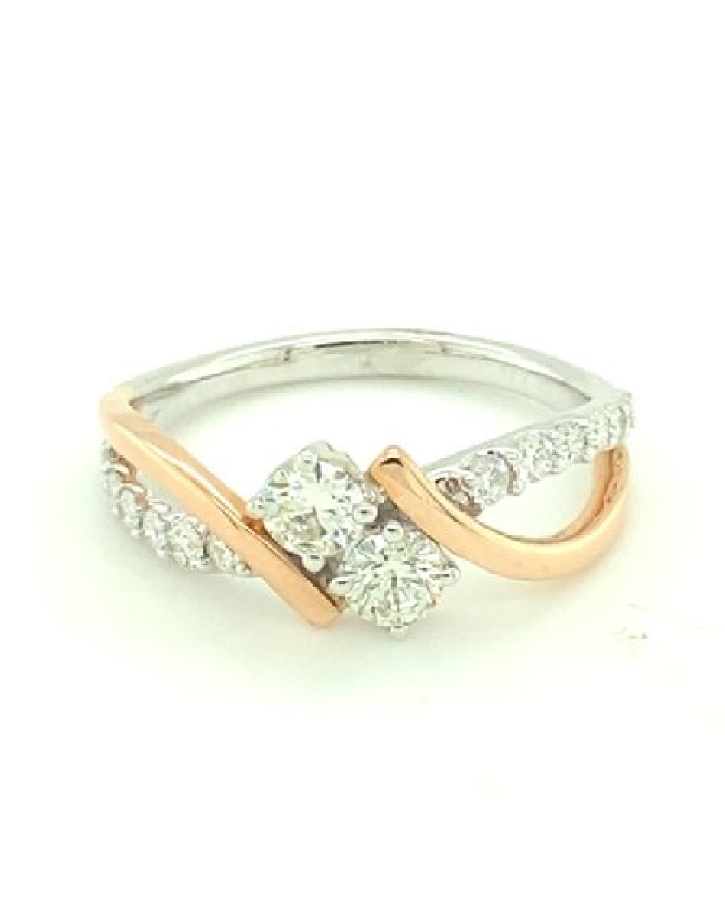 Diamonds Rose Gold Two Solitaire Engagement Diamond Ring, 0.63 CT Rings