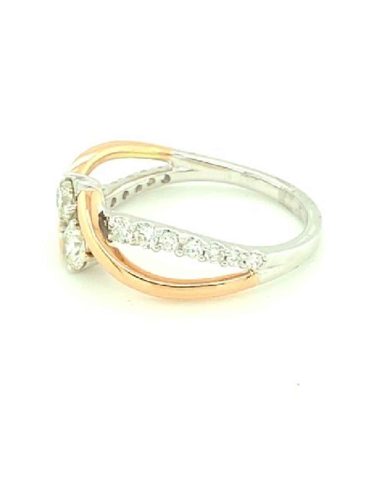 Diamonds Rose Gold Two Solitaire Engagement Diamond Ring, 0.63 CT Rings