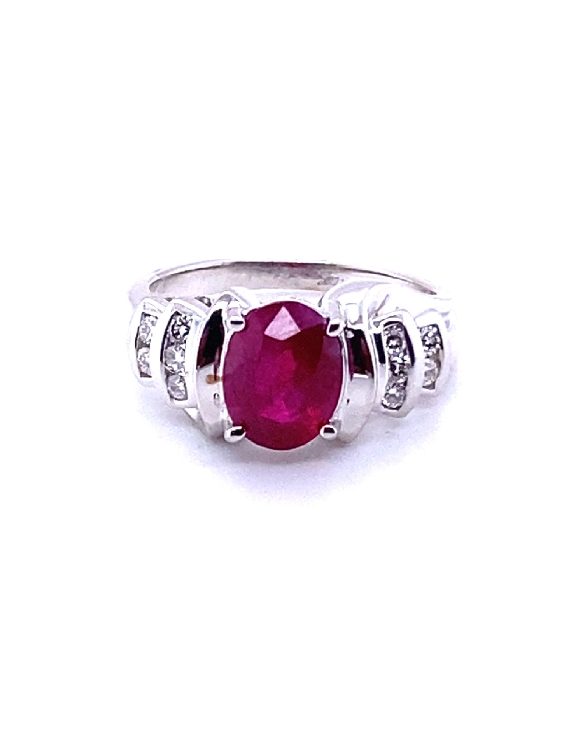 Diamonds Oval Ruby Diamond Ring, 2.15 CT , 0.23 CT Rings