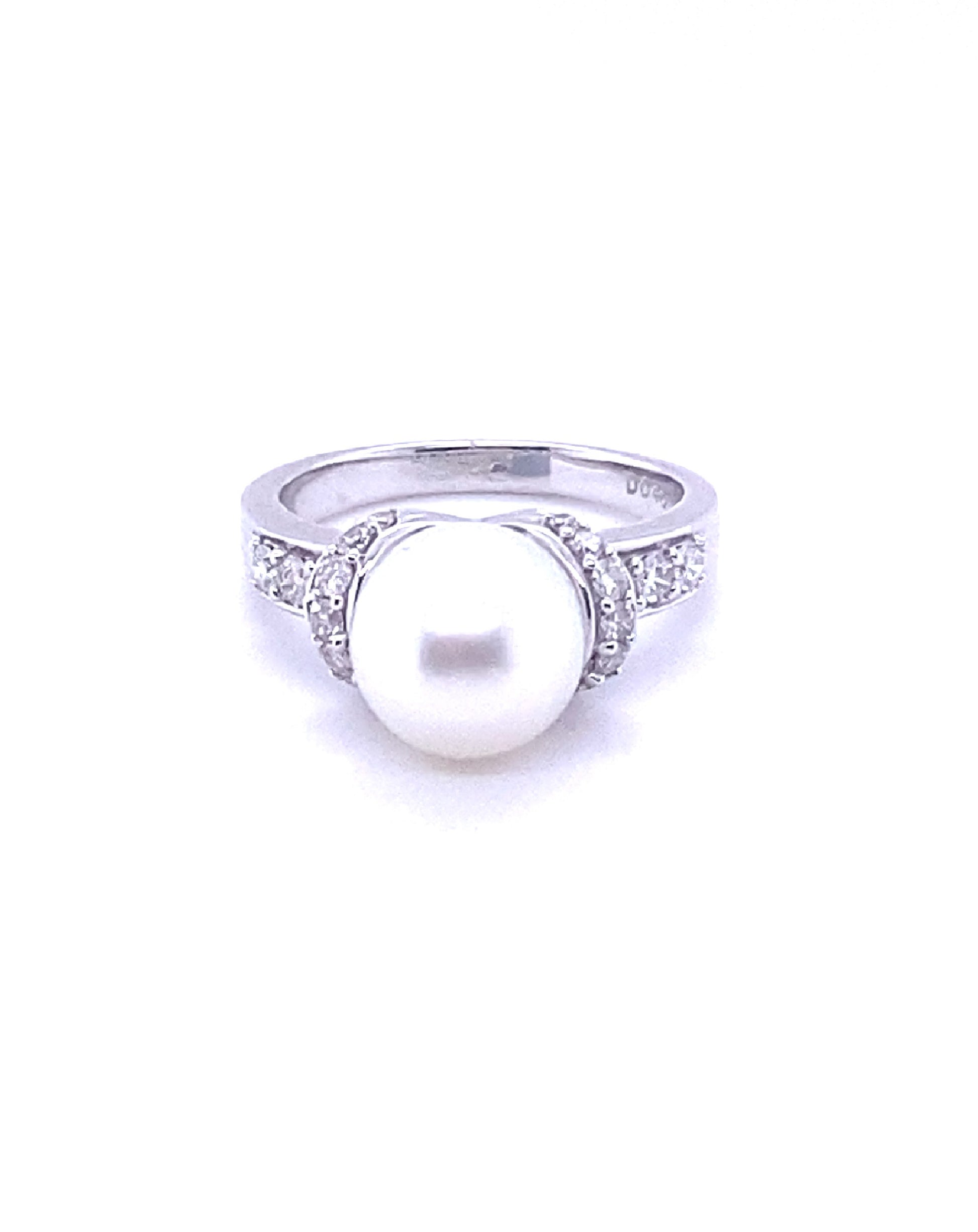 Diamonds White Pearl Semi-Precious Stone Diamond Ring Rings