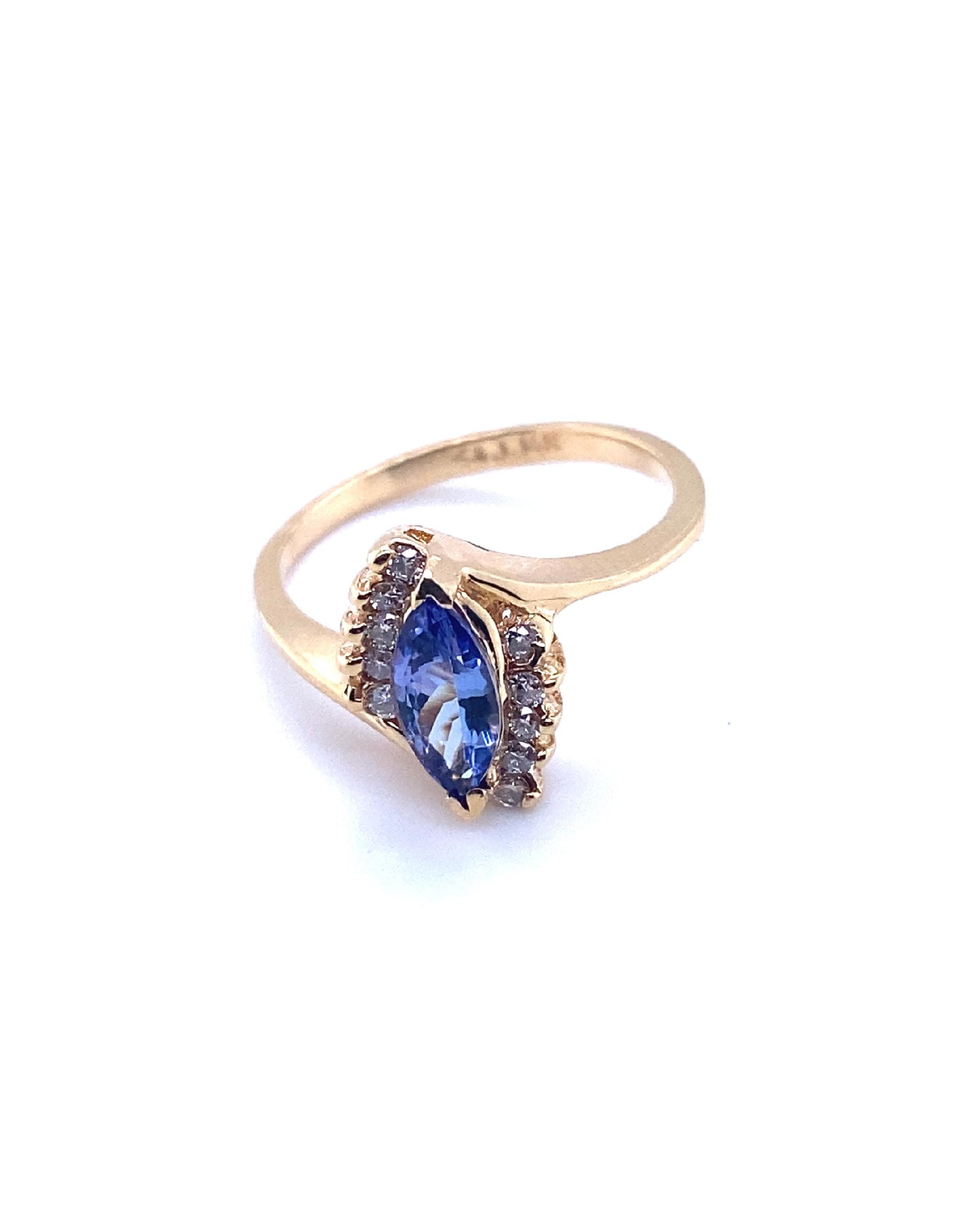 Diamonds Marquise Amethyst Semi-Precious Diamond Ring Rings