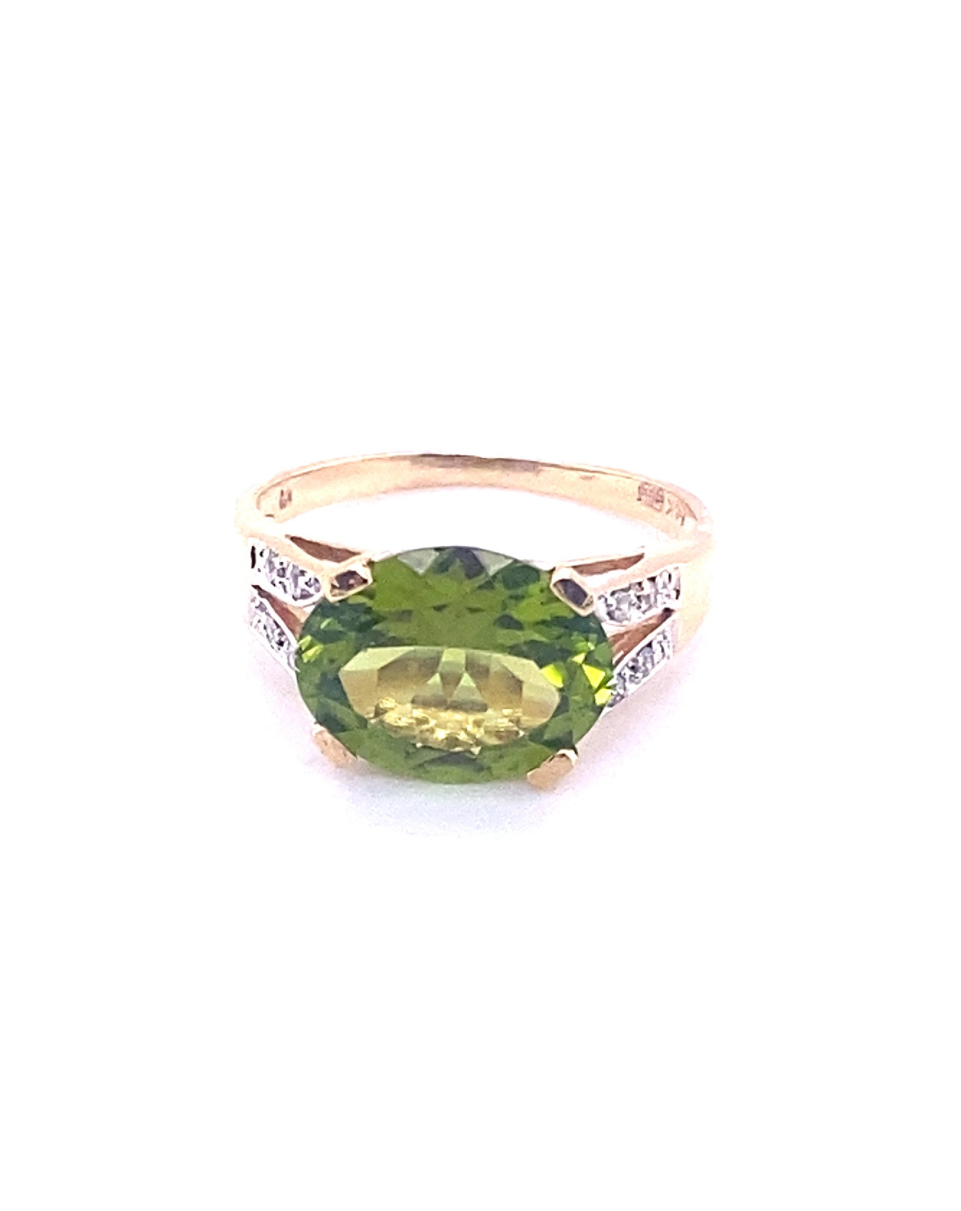 Diamonds Peridot Oval Cut Diamond Ring Rings