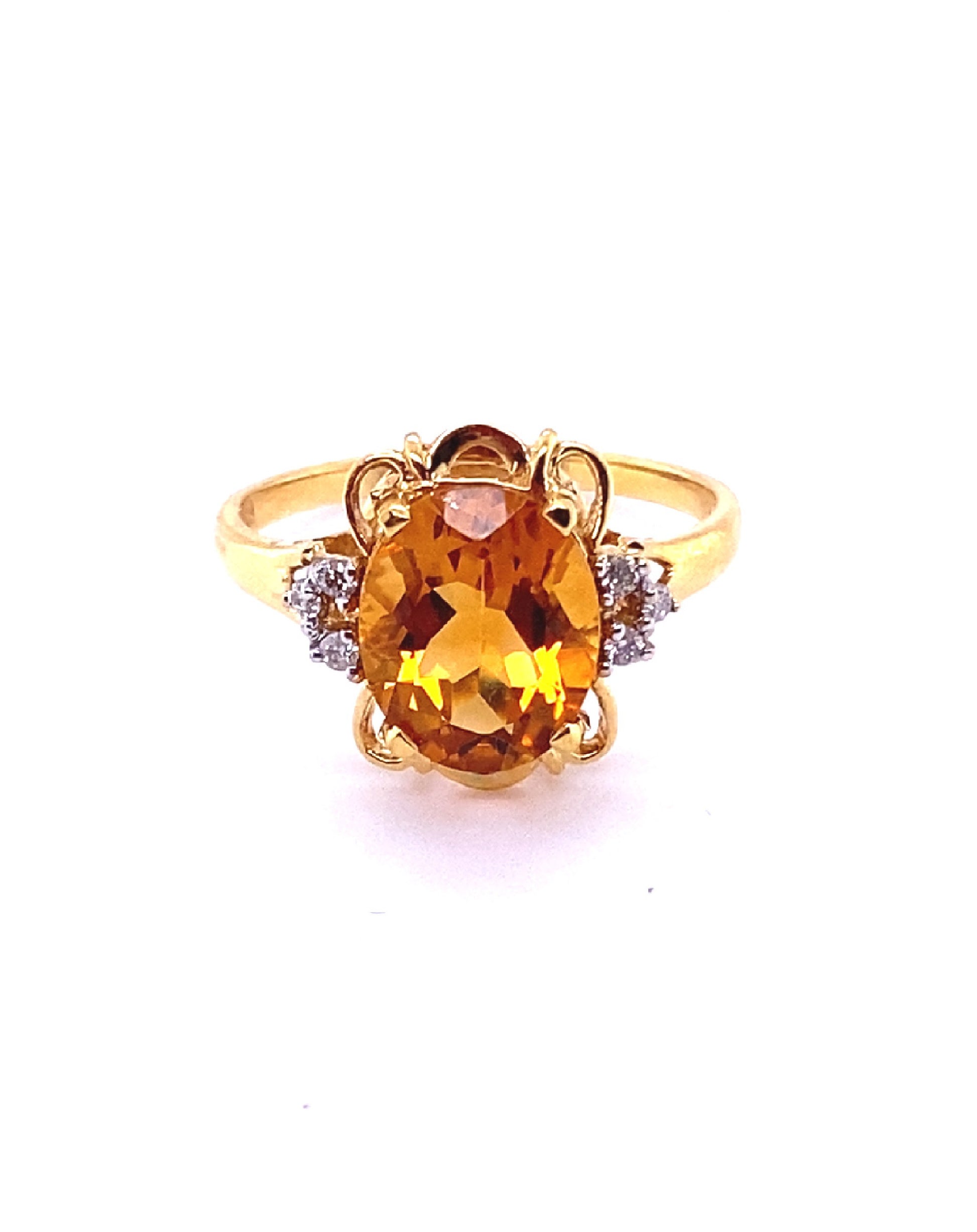 Diamonds Citrine Semi-Precious Oval cut Diamond Ring Rings