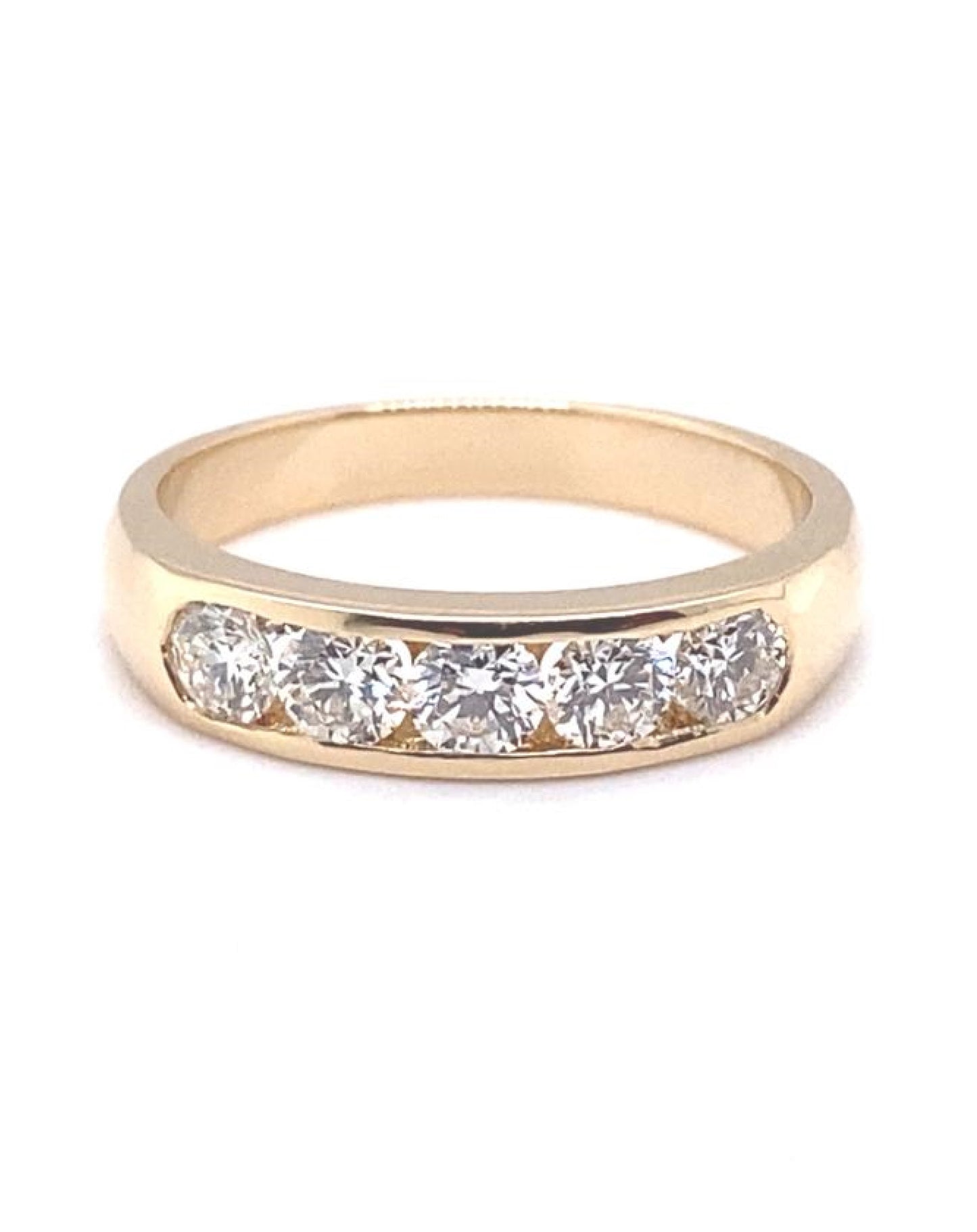 Diamonds 18 Kt Channel Setting 5 Diamond Ring Rings