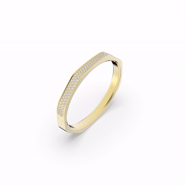 Swarovski 5639198 Swarovski DEXTERA Bangle, Yellow GOLD Tone, Octagon Shape Pavé Jewelry