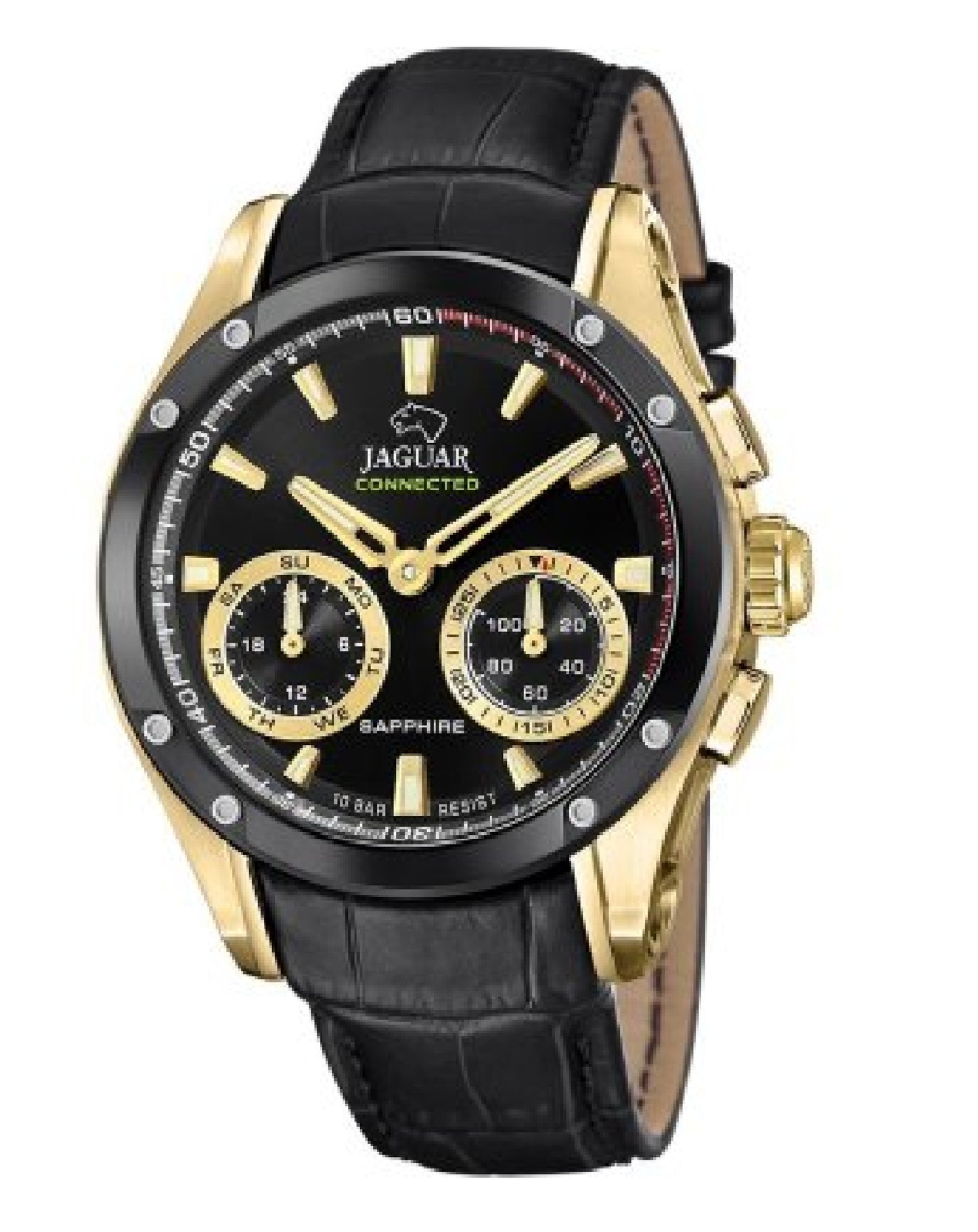 Jaguar J962/2 Jaguar Hybrid Stay Connected Black Dial/Gold Pvd Case SWISS WATCHES Watch