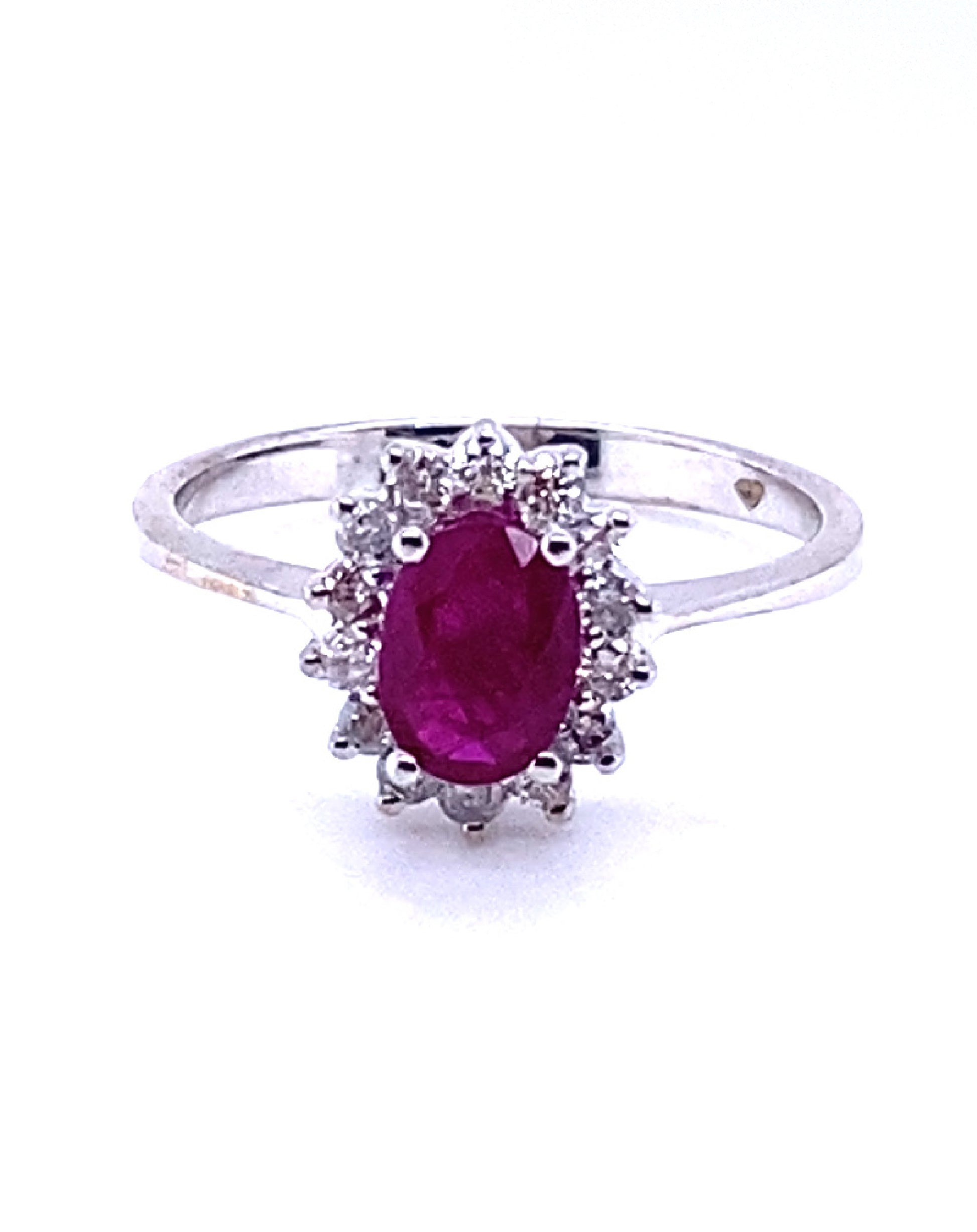 Diamonds White Gold Ruby Diamond Ring, 1.00 CT, 0.35 CT Rings