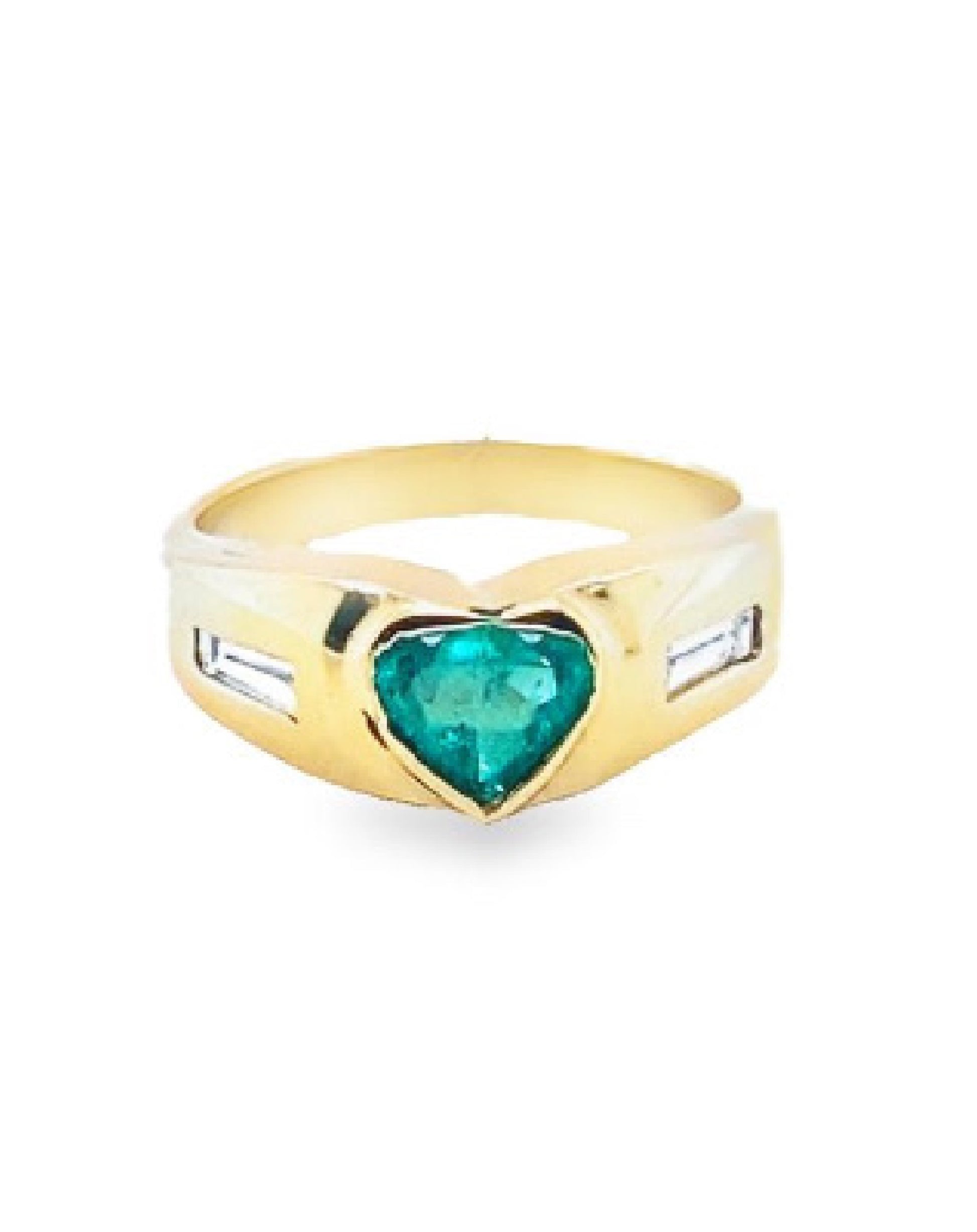 Diamonds Heart Cut Emerald Diamond Ring. 0.55 CT + 0.27 CT Rings