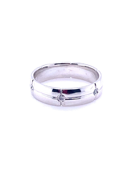 Diamonds White Gold 3 Solitaire Diamond Band, 0.12 Ct Rings