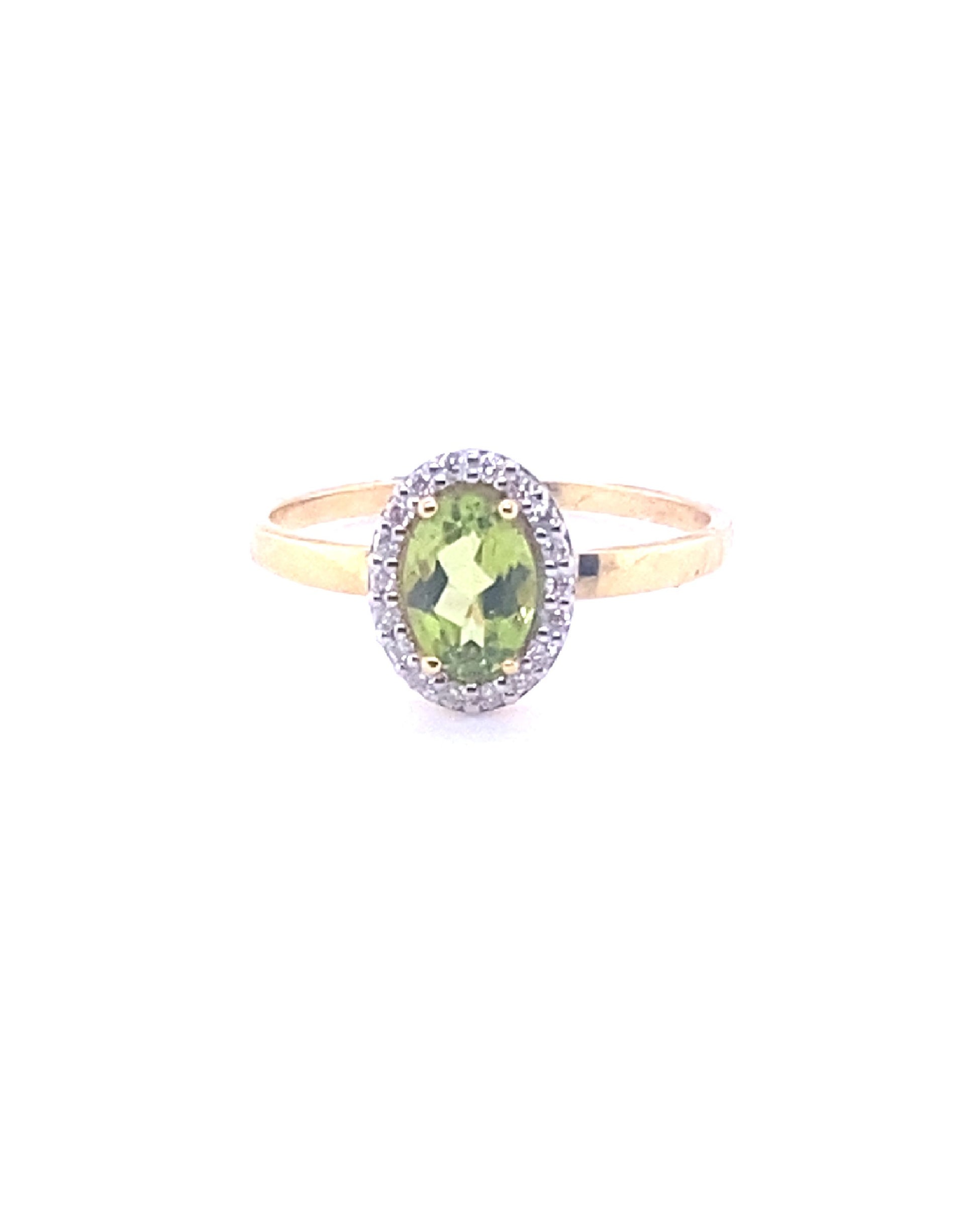 Diamonds Peridot Round Cut Semi-Precious CT 0.90 Diamond Ring 0.15 CT Rings