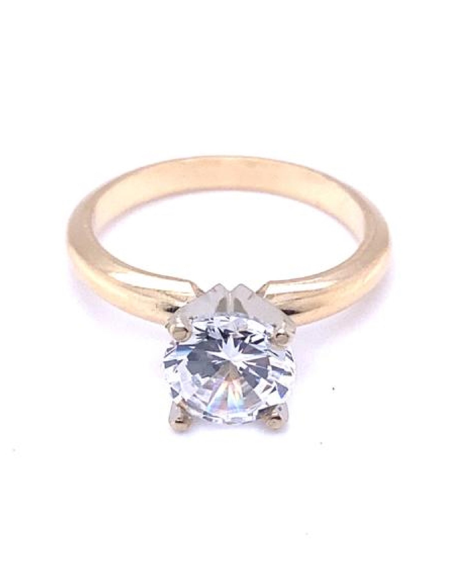 Gold 18 kt Yellow Gold Ring With White Sapphires 750mls Ladies Jewelry
