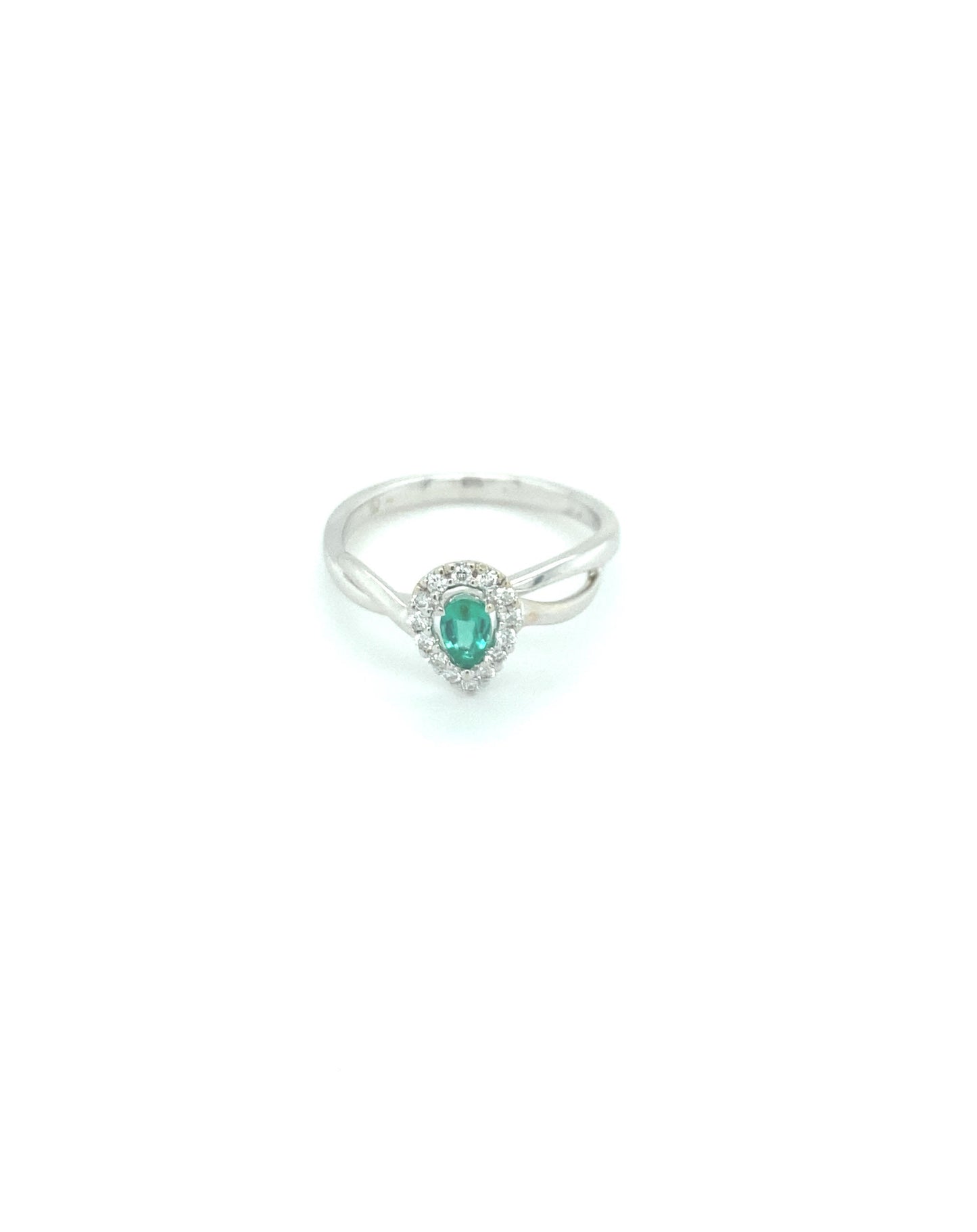 Diamonds Tear Drop Emerald Diamond Ring, 0.14 CT +0.18 CT Rings