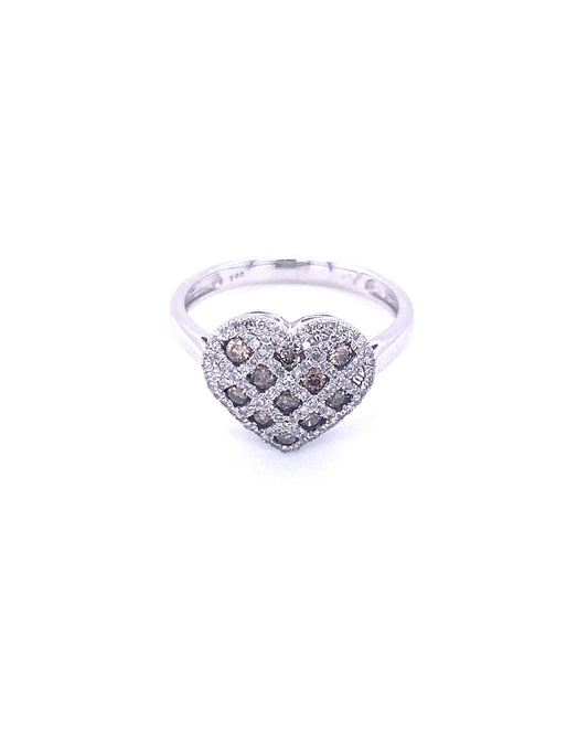 Diamonds White Gold Heart Cholocate Diamond Ring,0.50 CT Rings