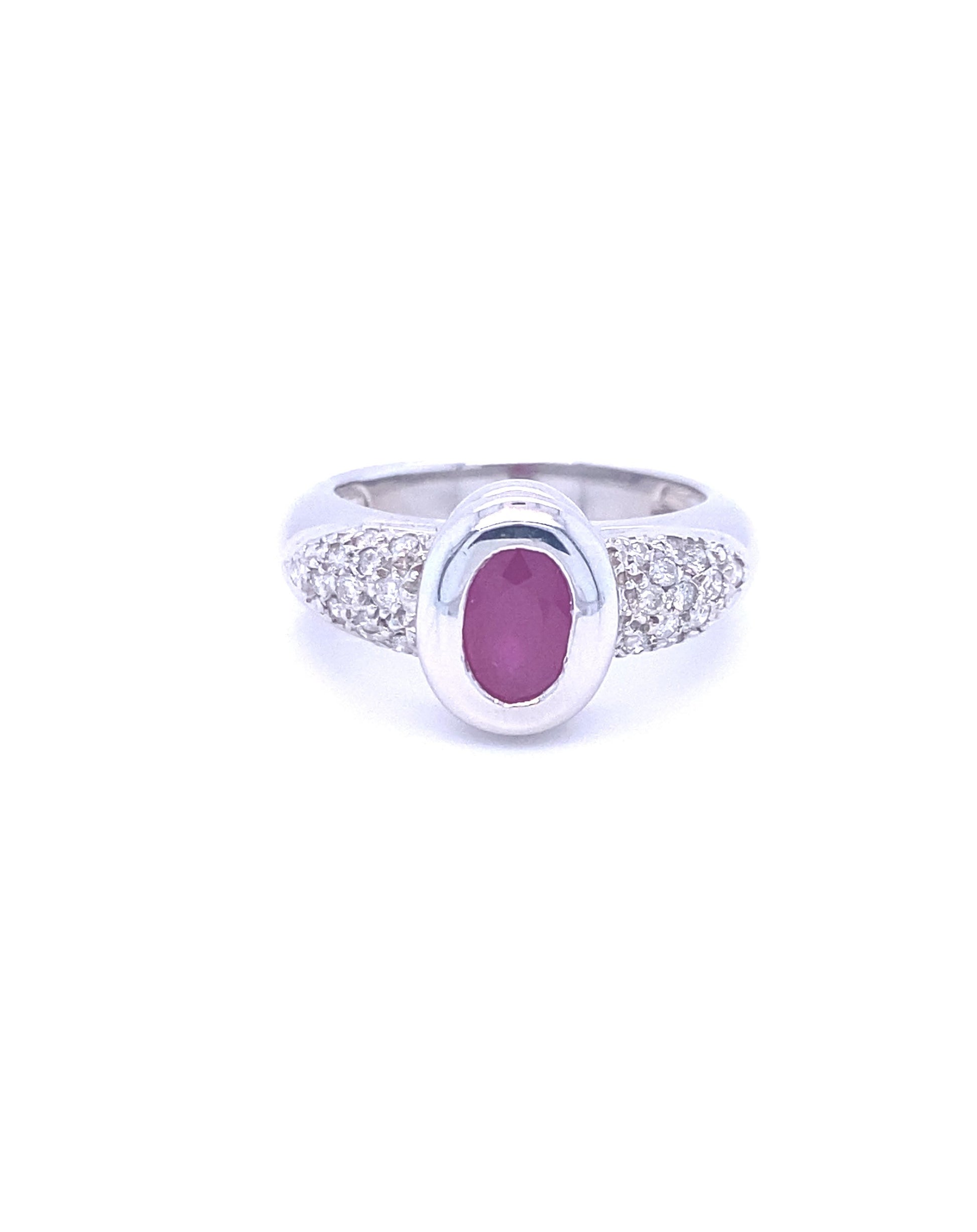 Diamonds White Gold Ruby Diamond Ring, 0.80 CT, 0.30 CT Rings