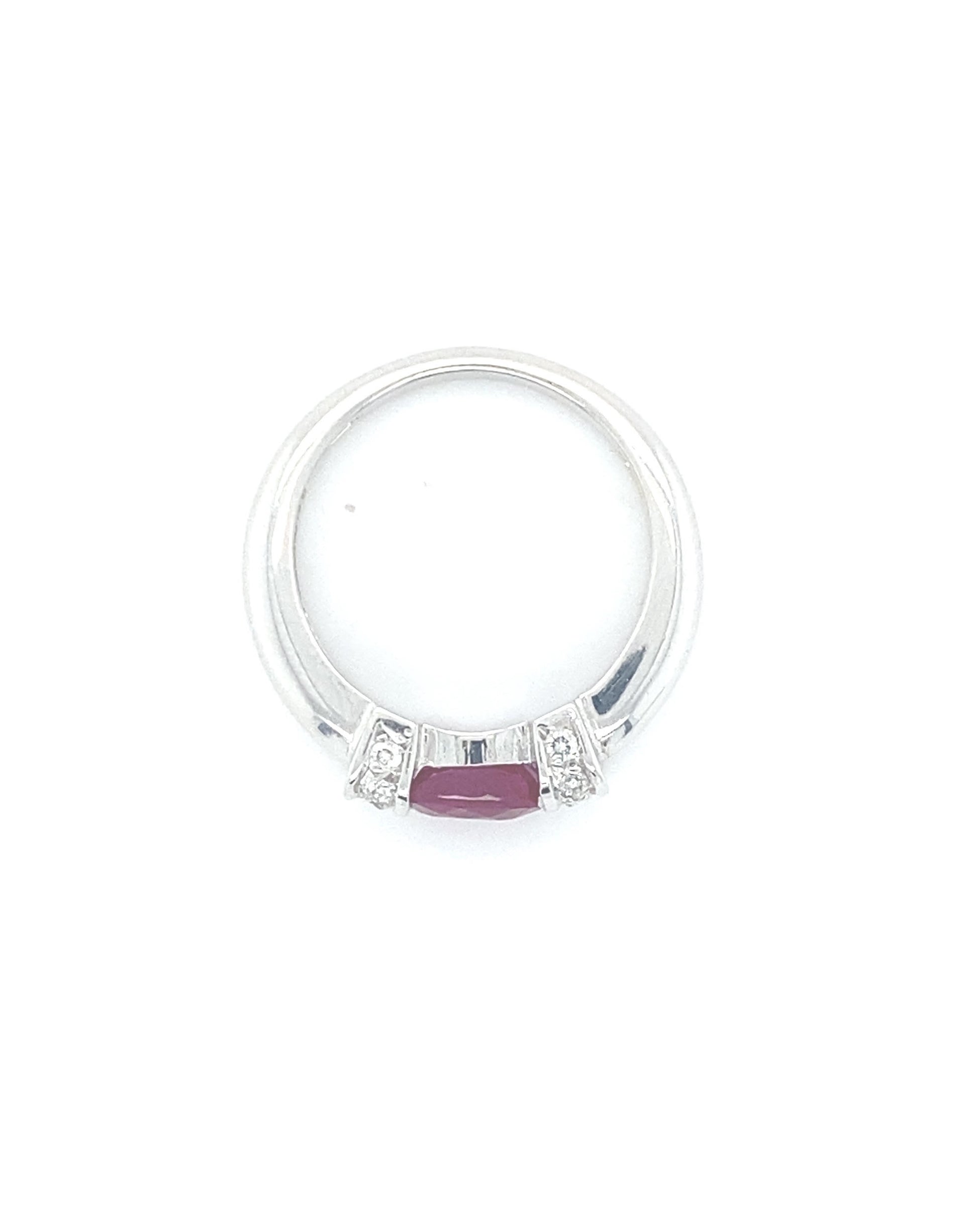 Diamonds White Gold Oval Ruby Diamond Ring, 0.80 CT, 0.18 CT Rings