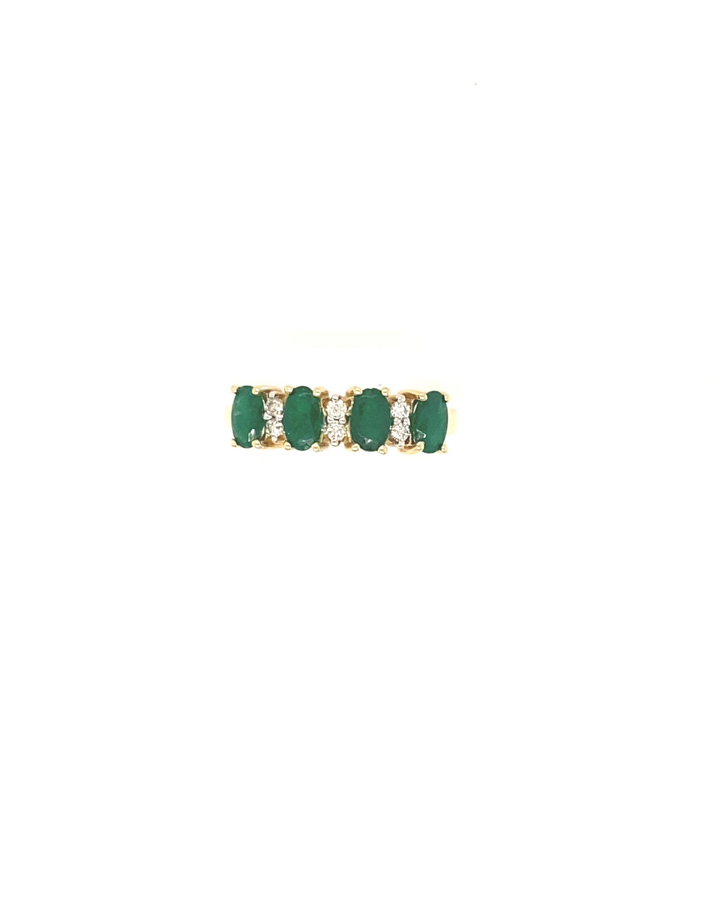 Diamonds 4 Oval Cut Emerald Diamond Ring, 0.10 CT + 0.89 CT Rings