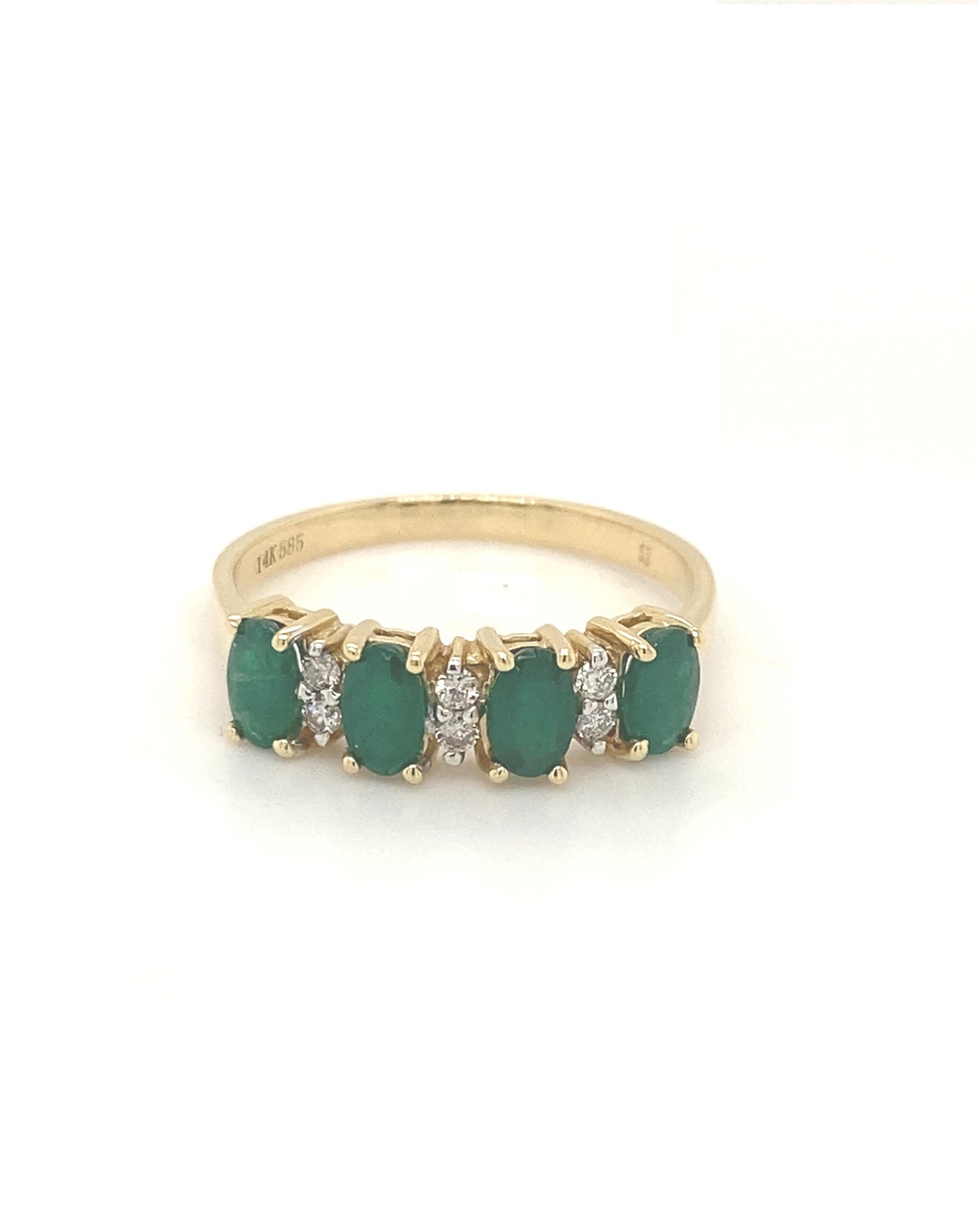 Diamonds 4 Oval Cut Emerald Diamond Ring, 0.10 CT + 0.89 CT Rings