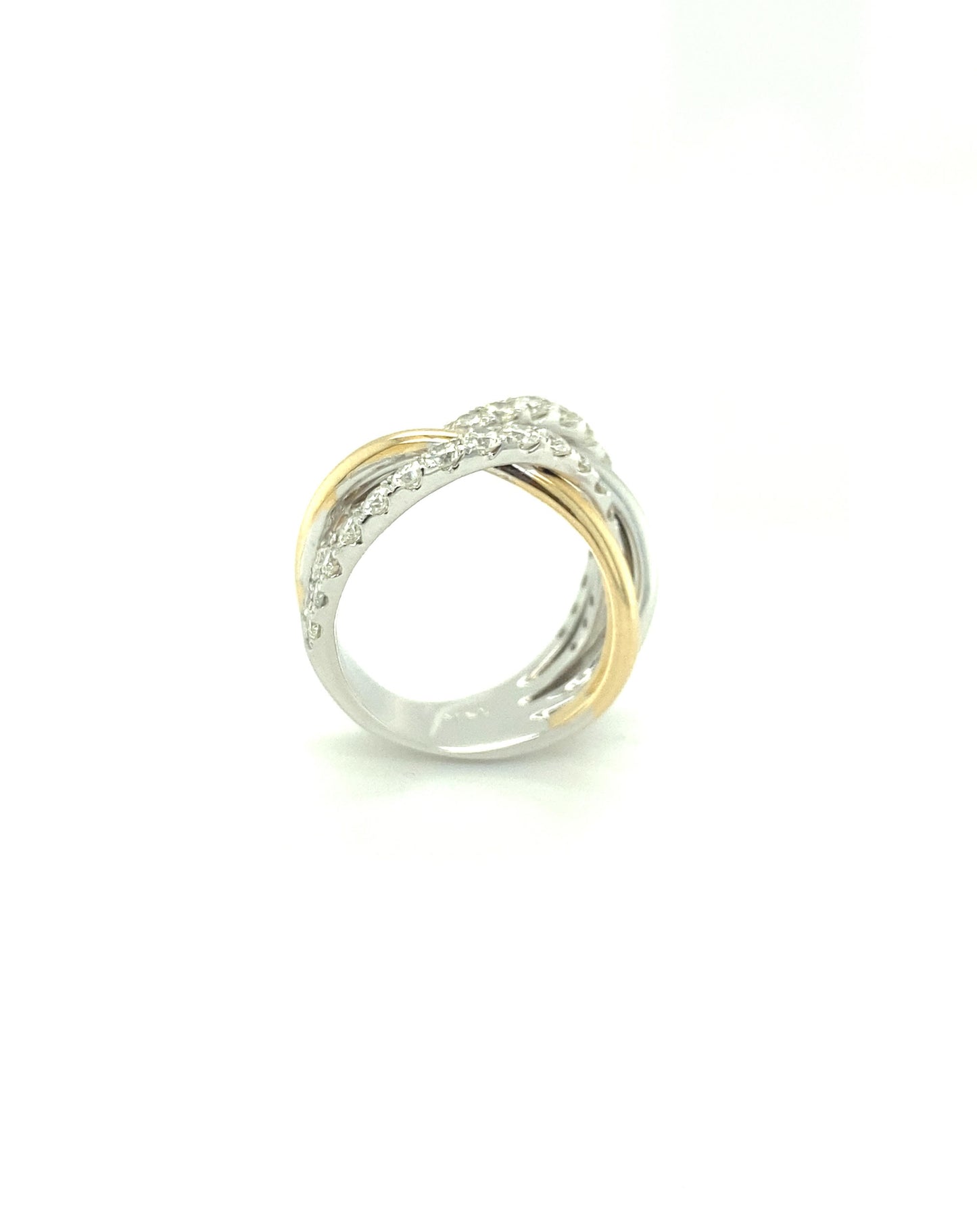 Diamonds Criss - Cross X Two-Tone Gold Diamond Ring, 1.29 CT Rings