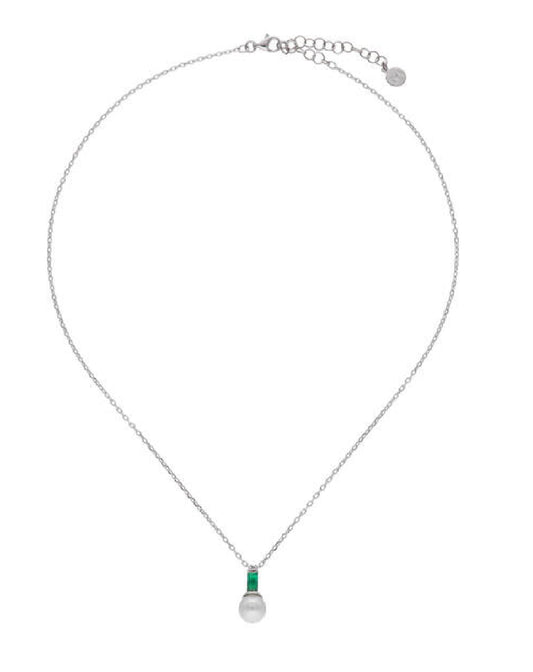 17270.01.2.N42.530.1 Majorica White Gold Tone Pearl Emerald Necklace
